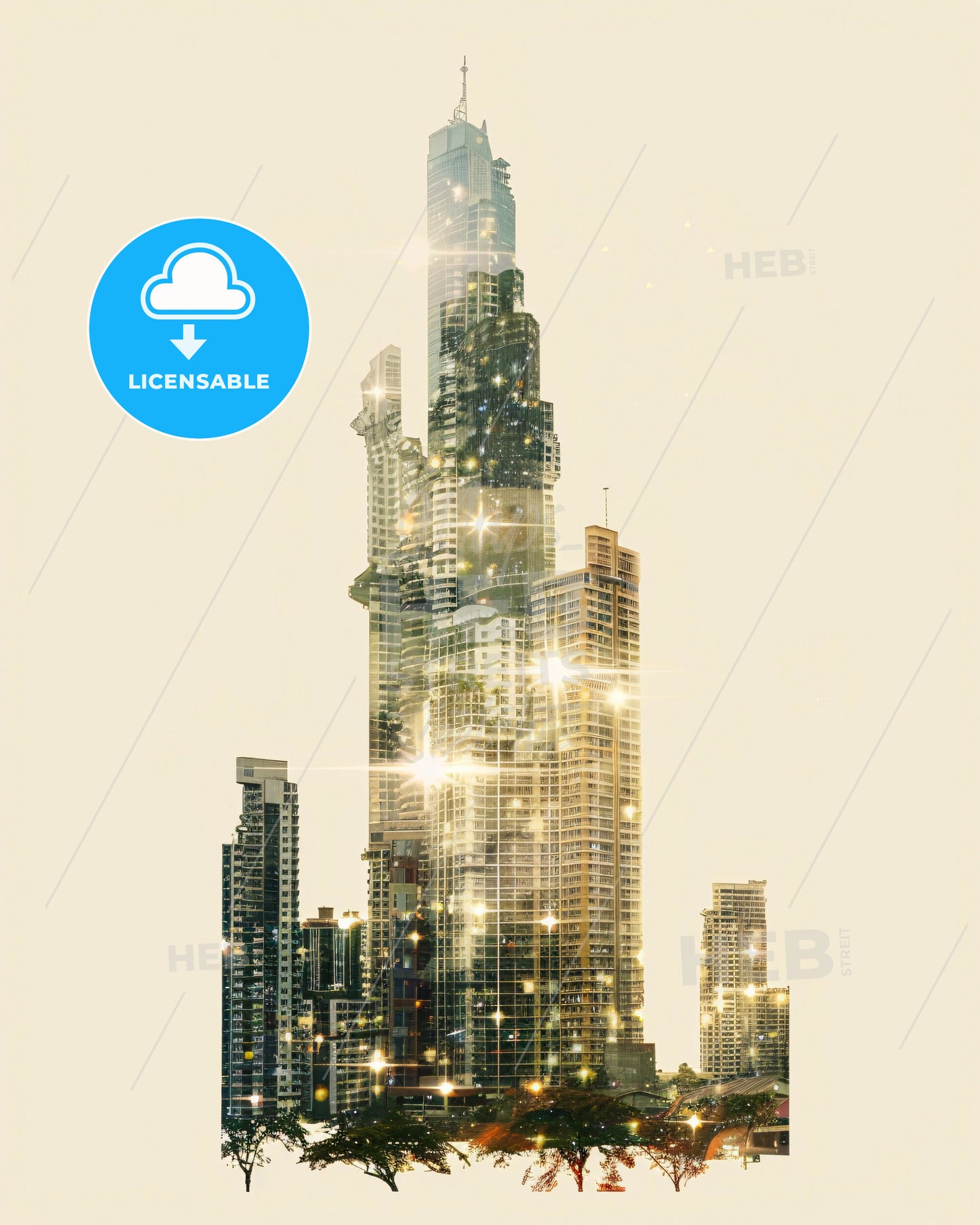 Caloocan City Skyline Double Exposure Poster Art - A city skyline with many lights