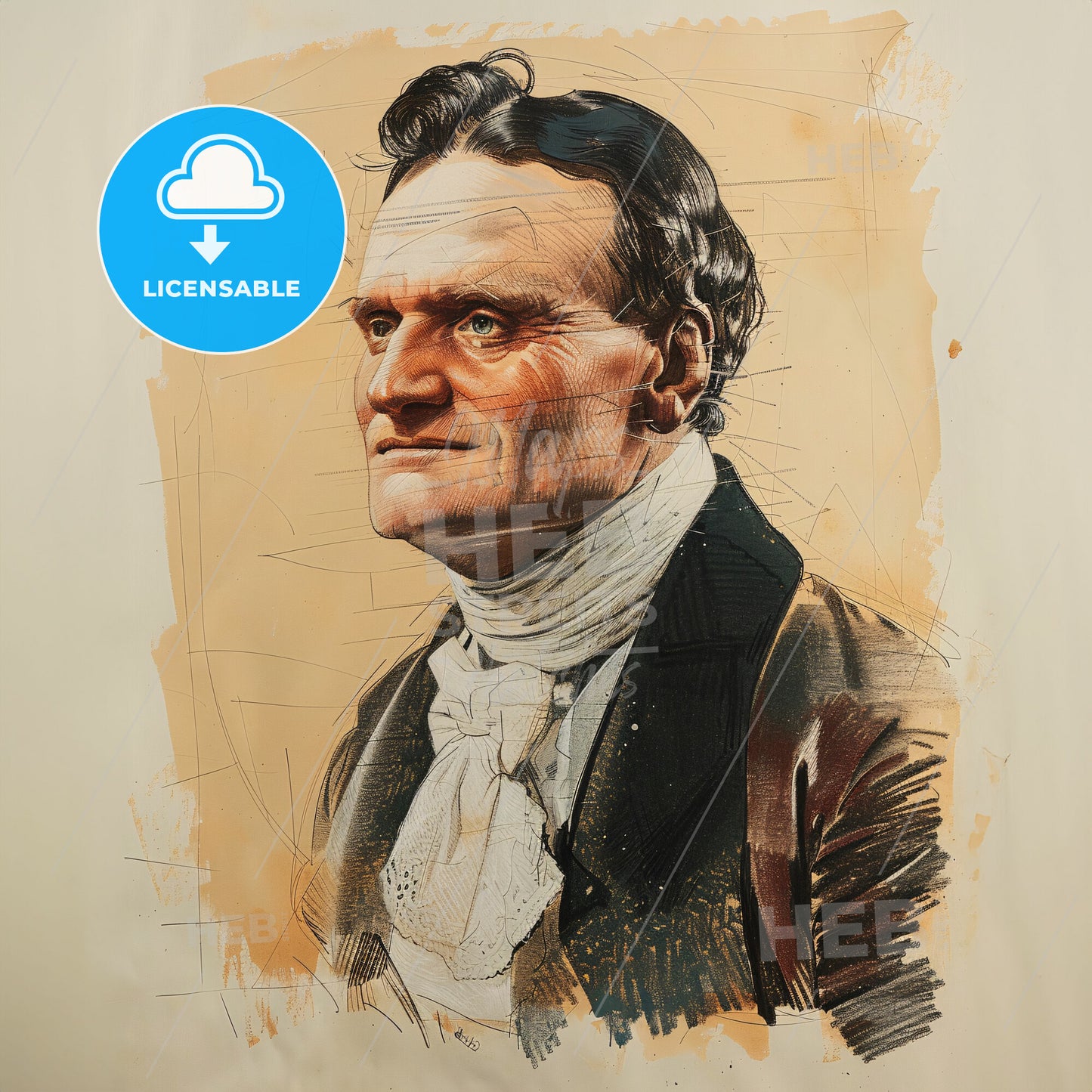 Charles Babbage, 1791 - 1871, British mathematician and inventor - A Man With A White Scarf