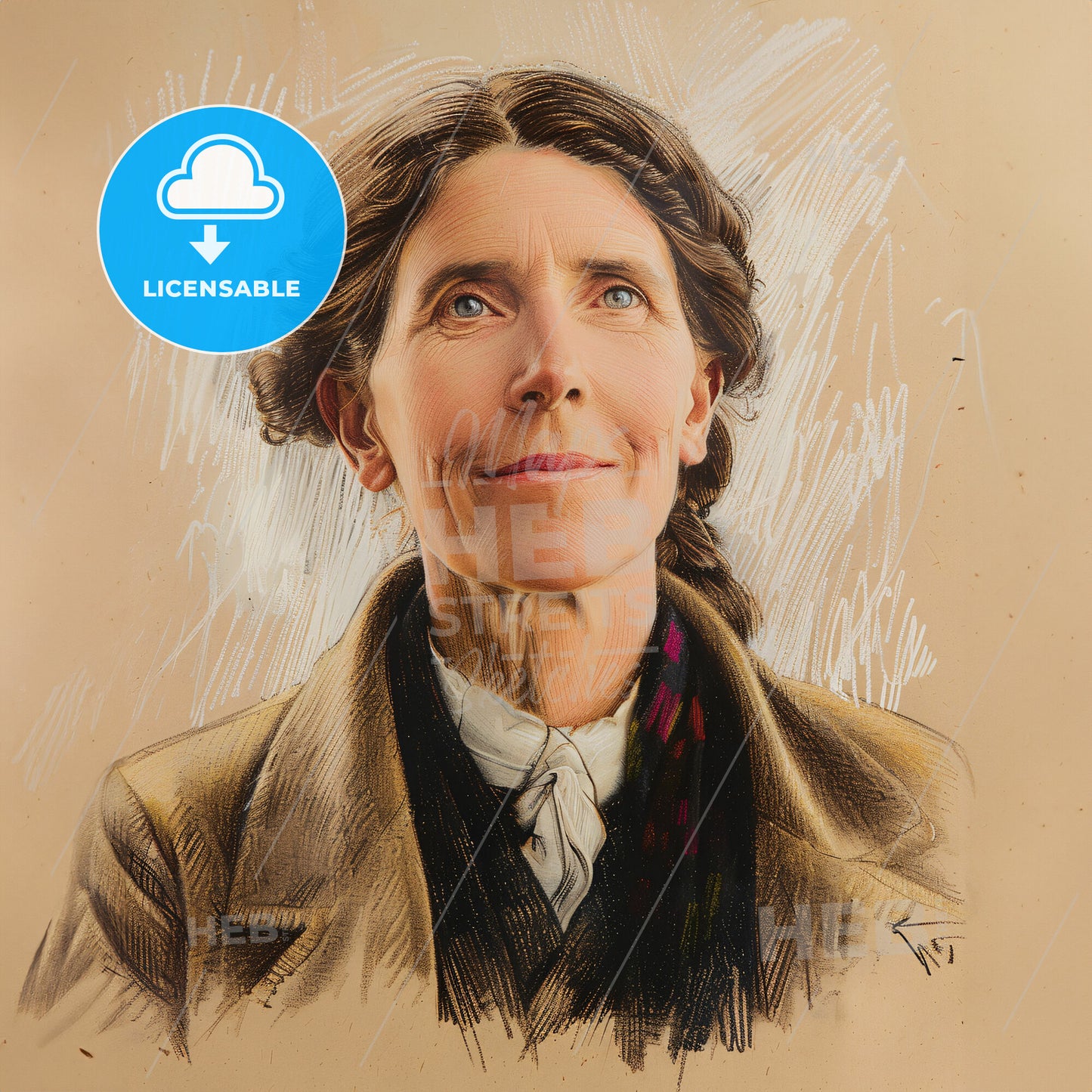 Charlotte Perkins Gilman, 1860 - 1935, American writer and educator - A Woman Looking Up With A Smile