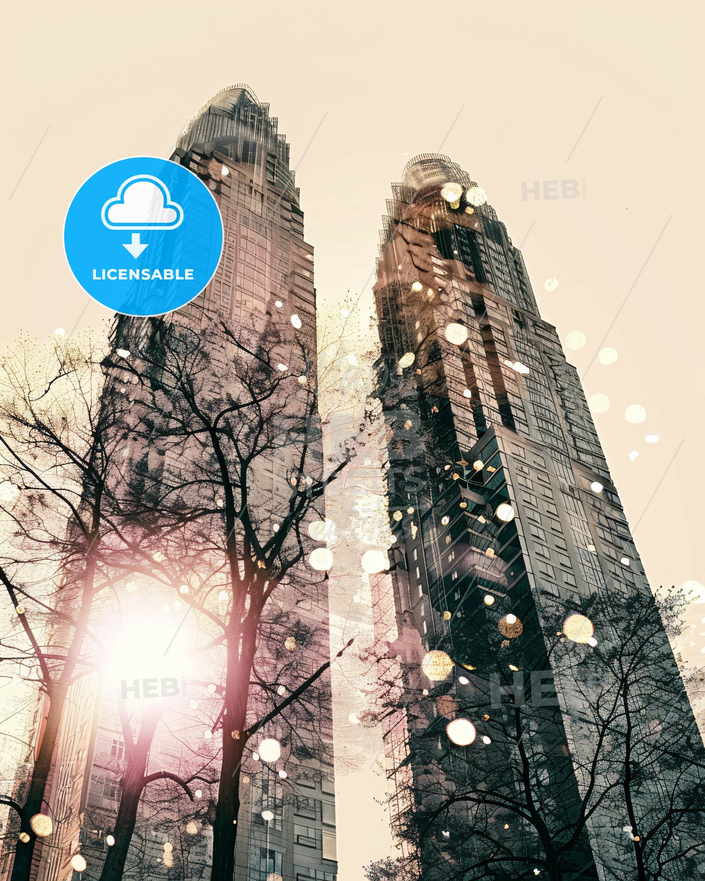 Charlotte Skyline City Composite Artwork Poster - A double exposure of two tall buildings