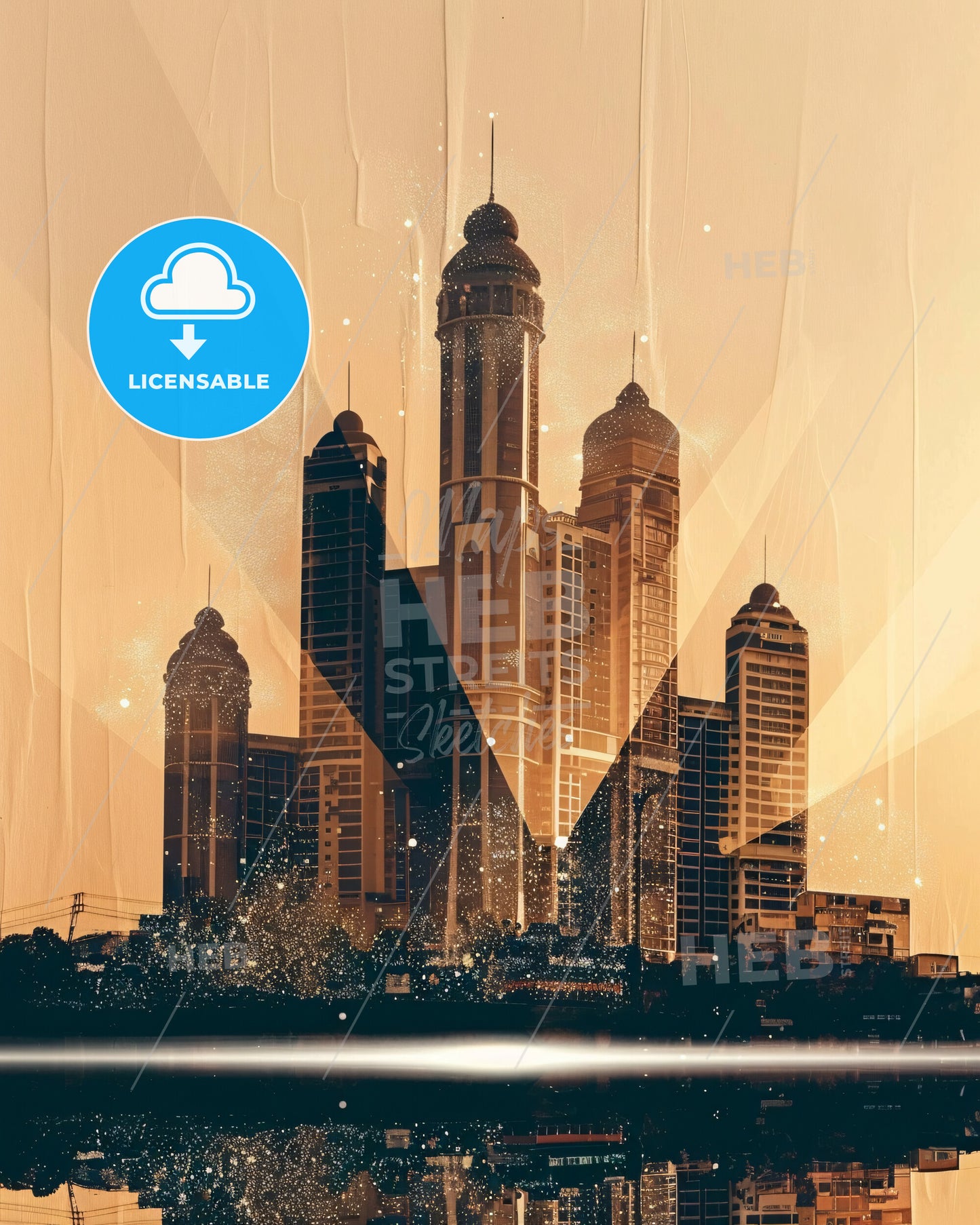 Chennai Art Skyline Pastel Composite - A city skyline with tall buildings