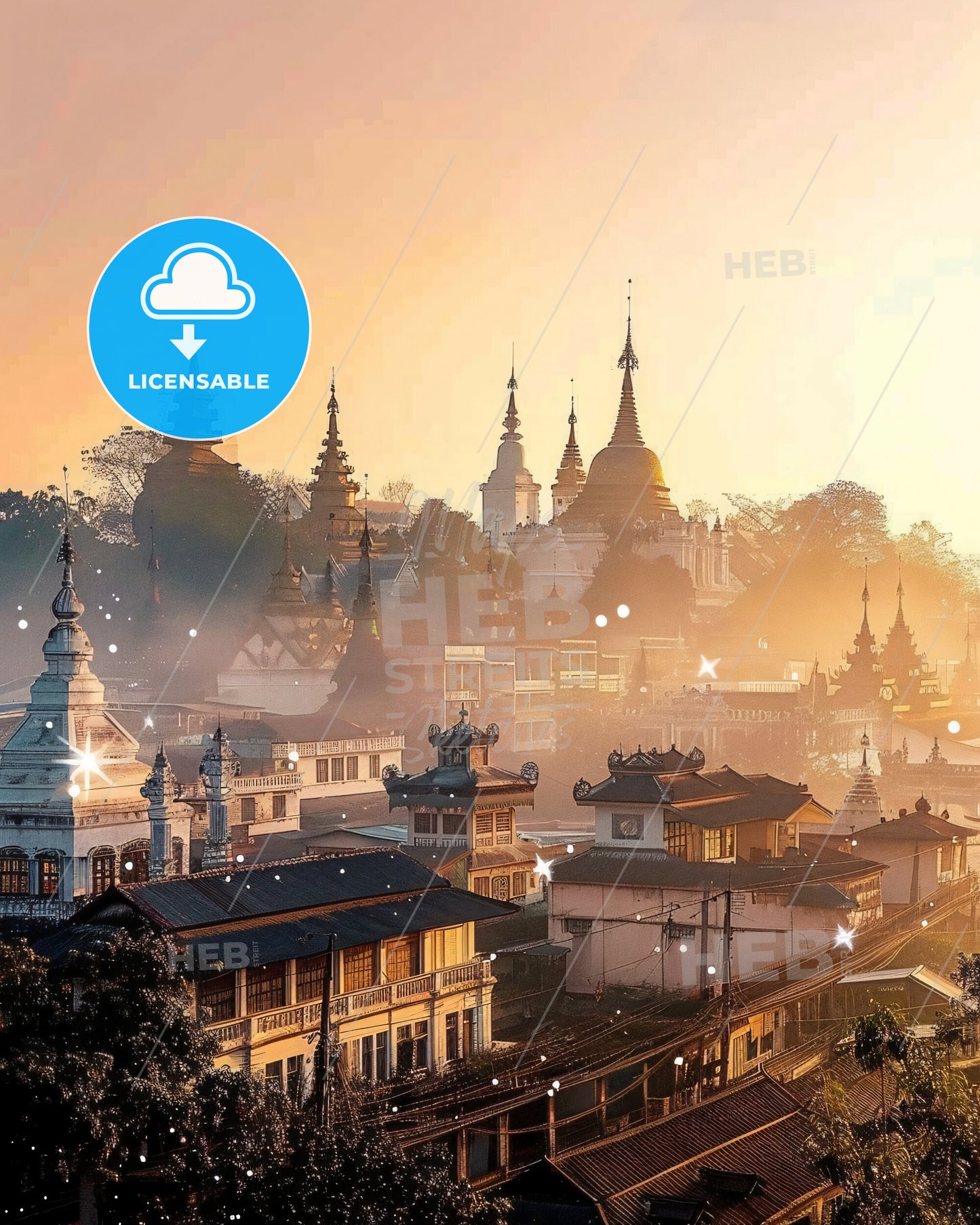 Chiang Mai Magical Double Exposure City Skyline - A city with many towers and buildings