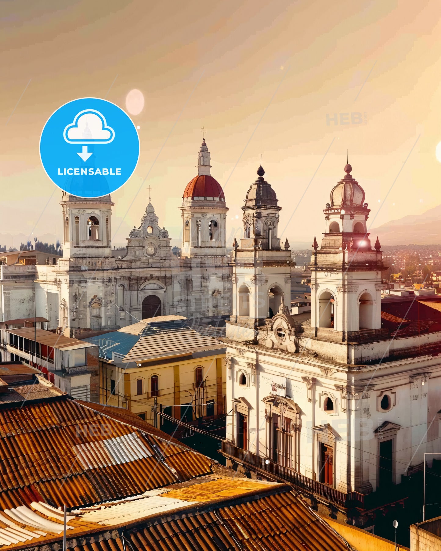 Chiclayo Peru City Skyline Poster - A large white building with red roofs