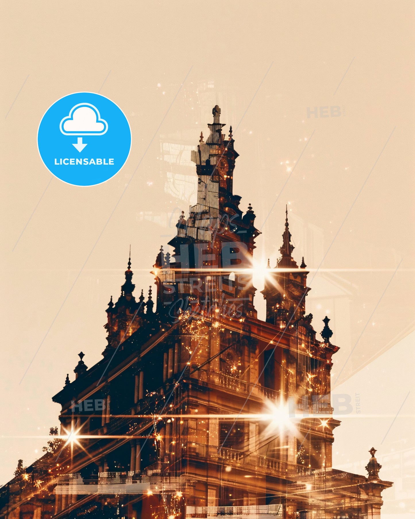 Ciudad Guayana: City Skyline Double Exposure Art - A building with a tower