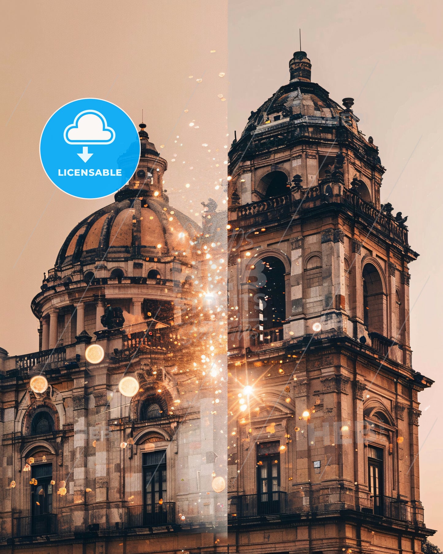 Ciudad López Mateos: City Skyline with Icon Architecture - A split image of a building