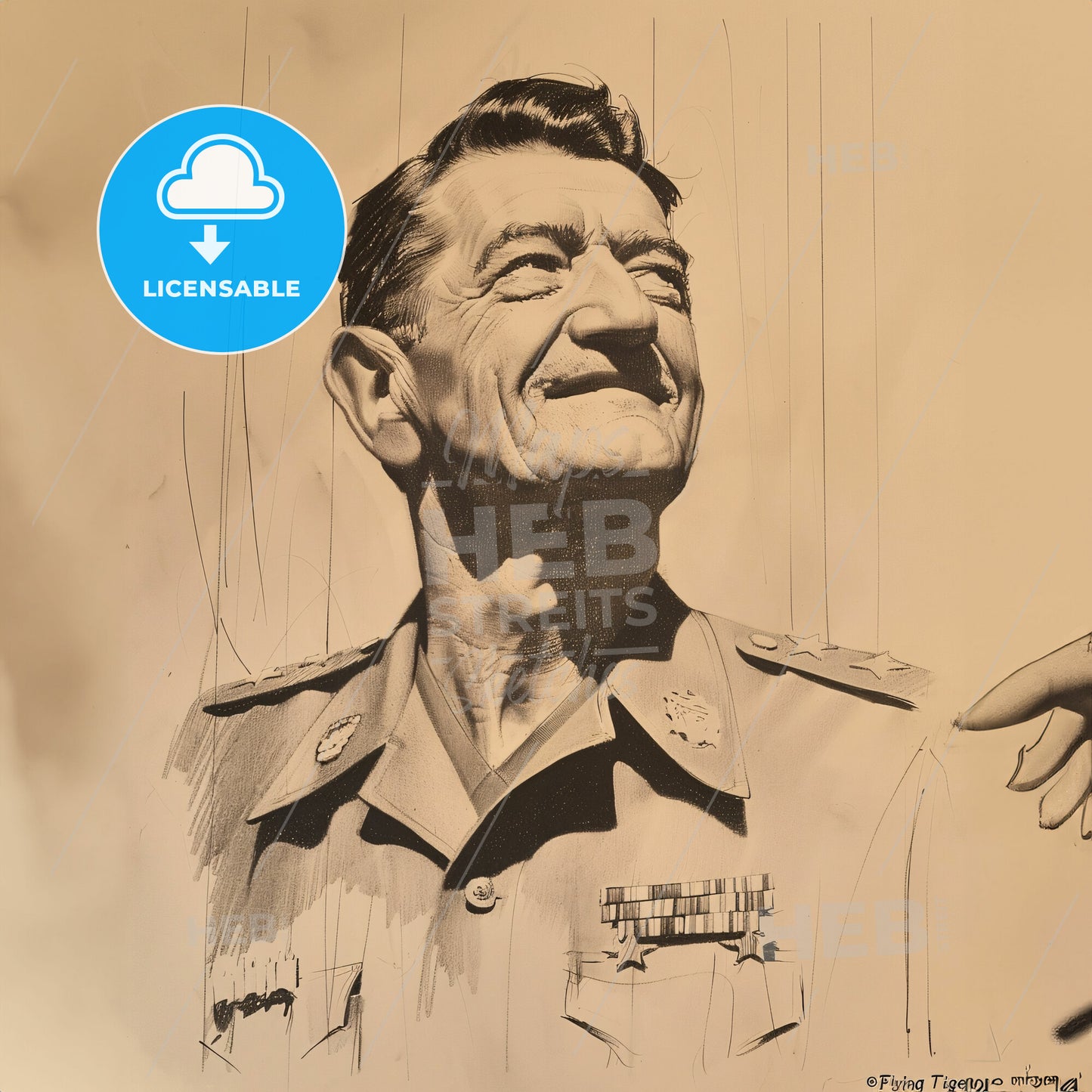 Claire Chennault, 1893 - 1958, American General - A Drawing Of A Man In A Military Uniform