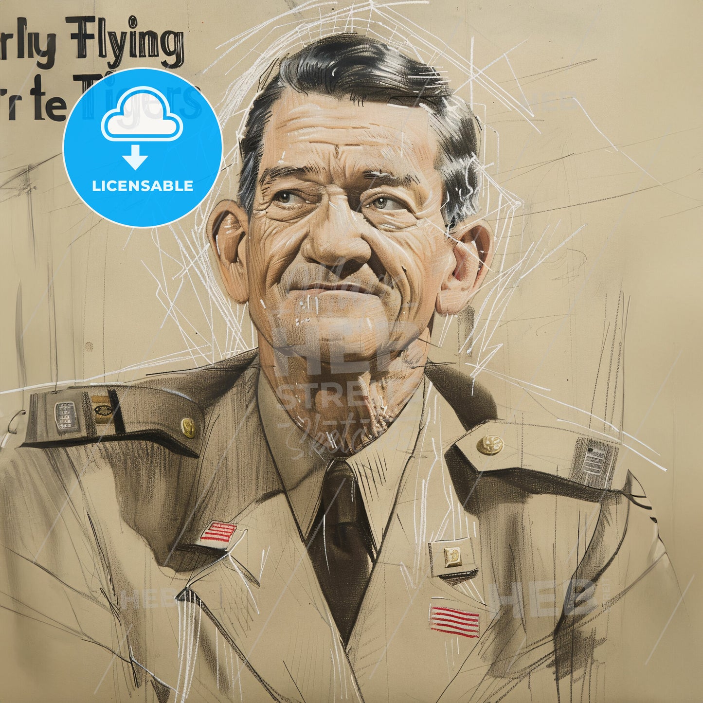 Claire Chennault, 1893 - 1958, American General - A Drawing Of A Man In A Military Uniform