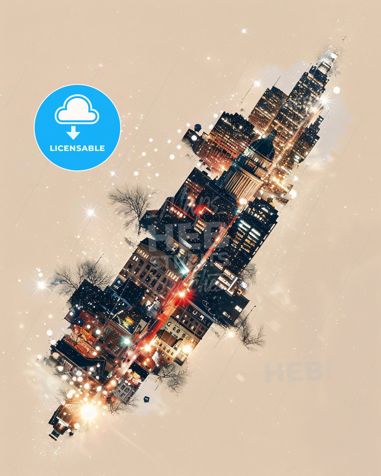 Clarksville City Dreamscape Skyline Splendor Poster - A city skyline with snow