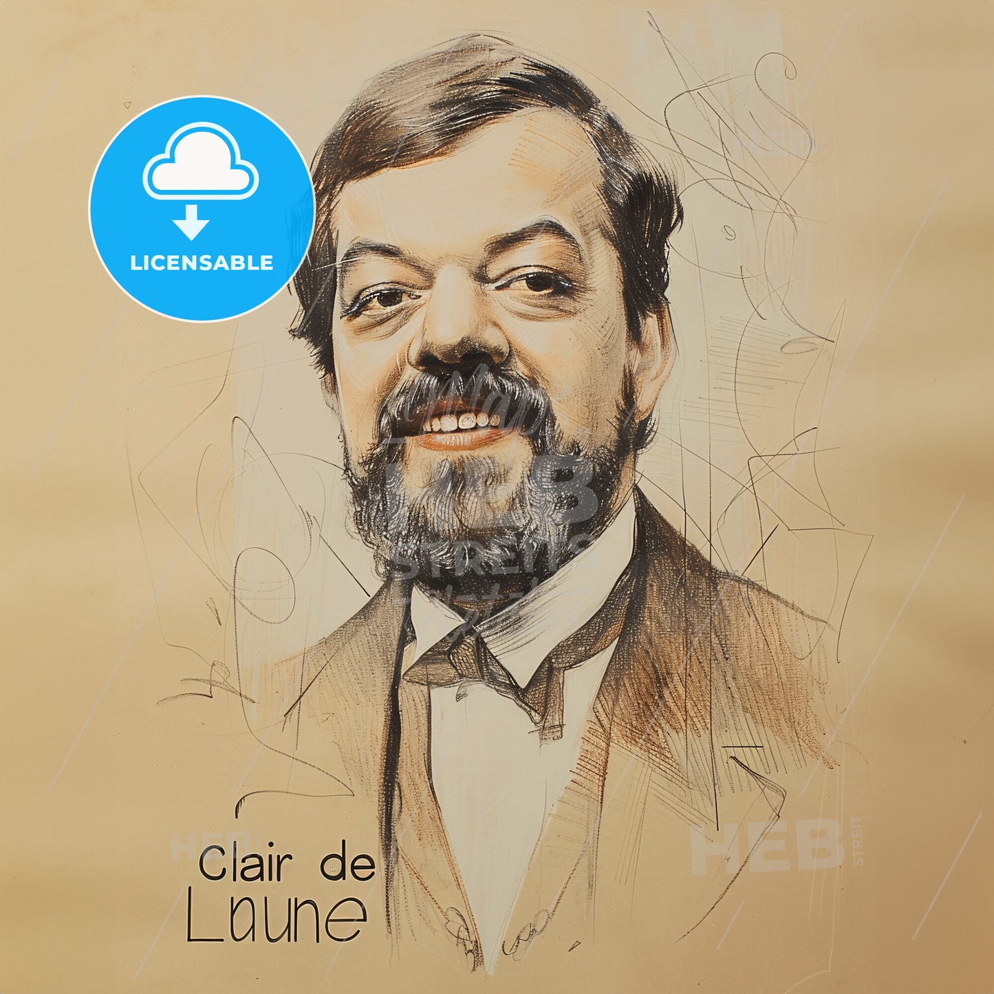 Claude Debussy, 1862 - 1918, French composer - A Drawing Of A Man