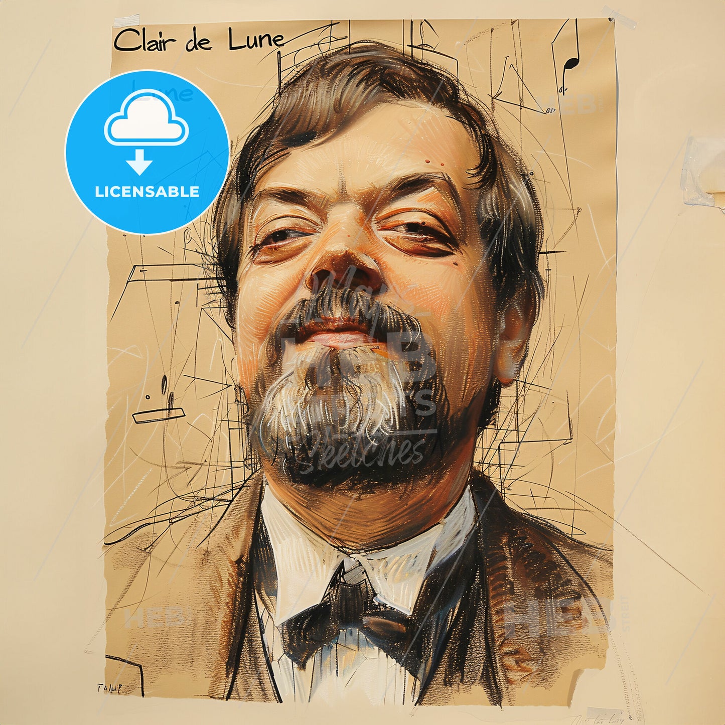 Claude Debussy, 1862 - 1918, French composer - A Drawing Of A Man