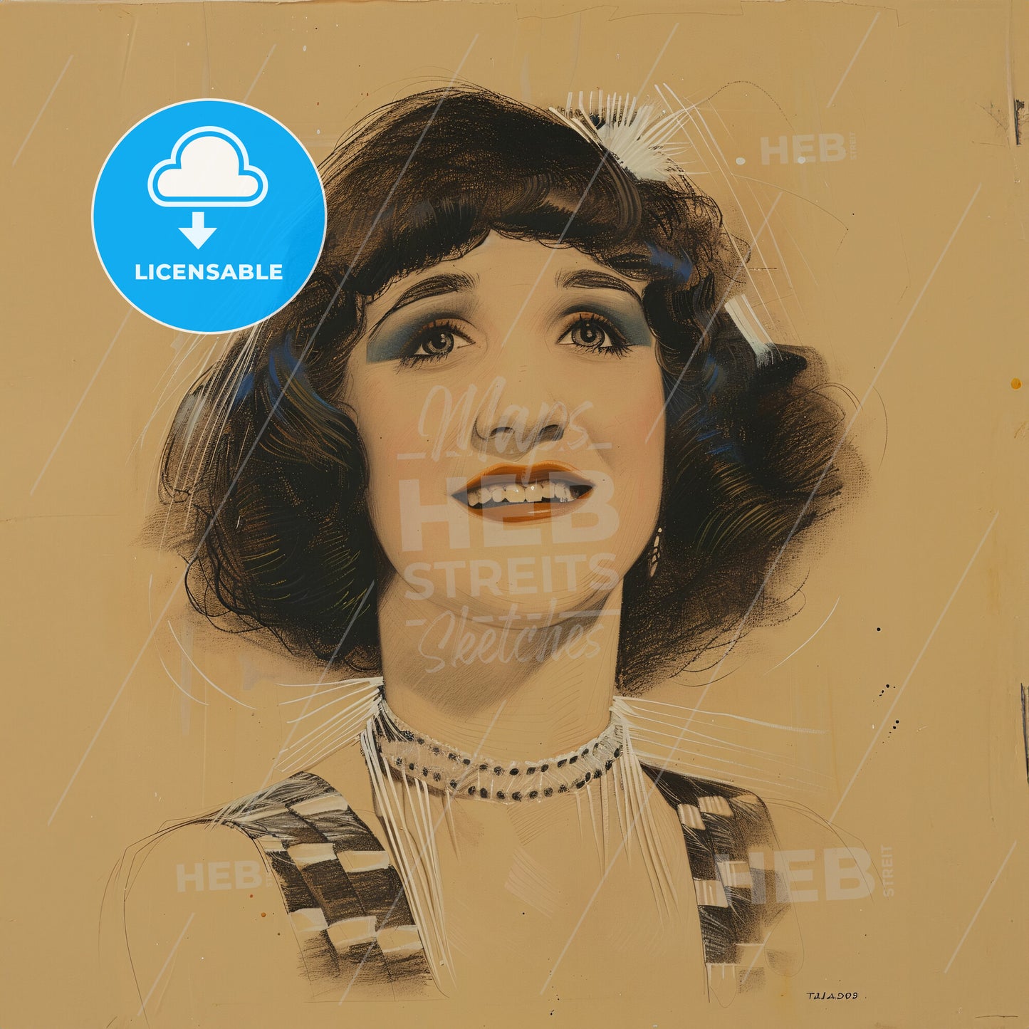 Constance Talmadge, 1898 - 1973, American actress - A Woman With Short Brown Hair And A Necklace