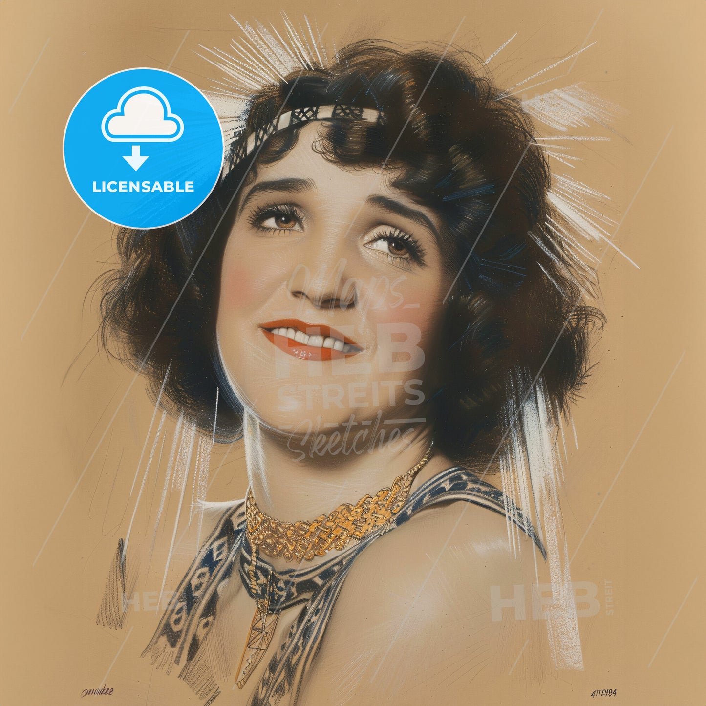Constance Talmadge, 1898 - 1973, American actress - A Woman With A Headband And Necklace
