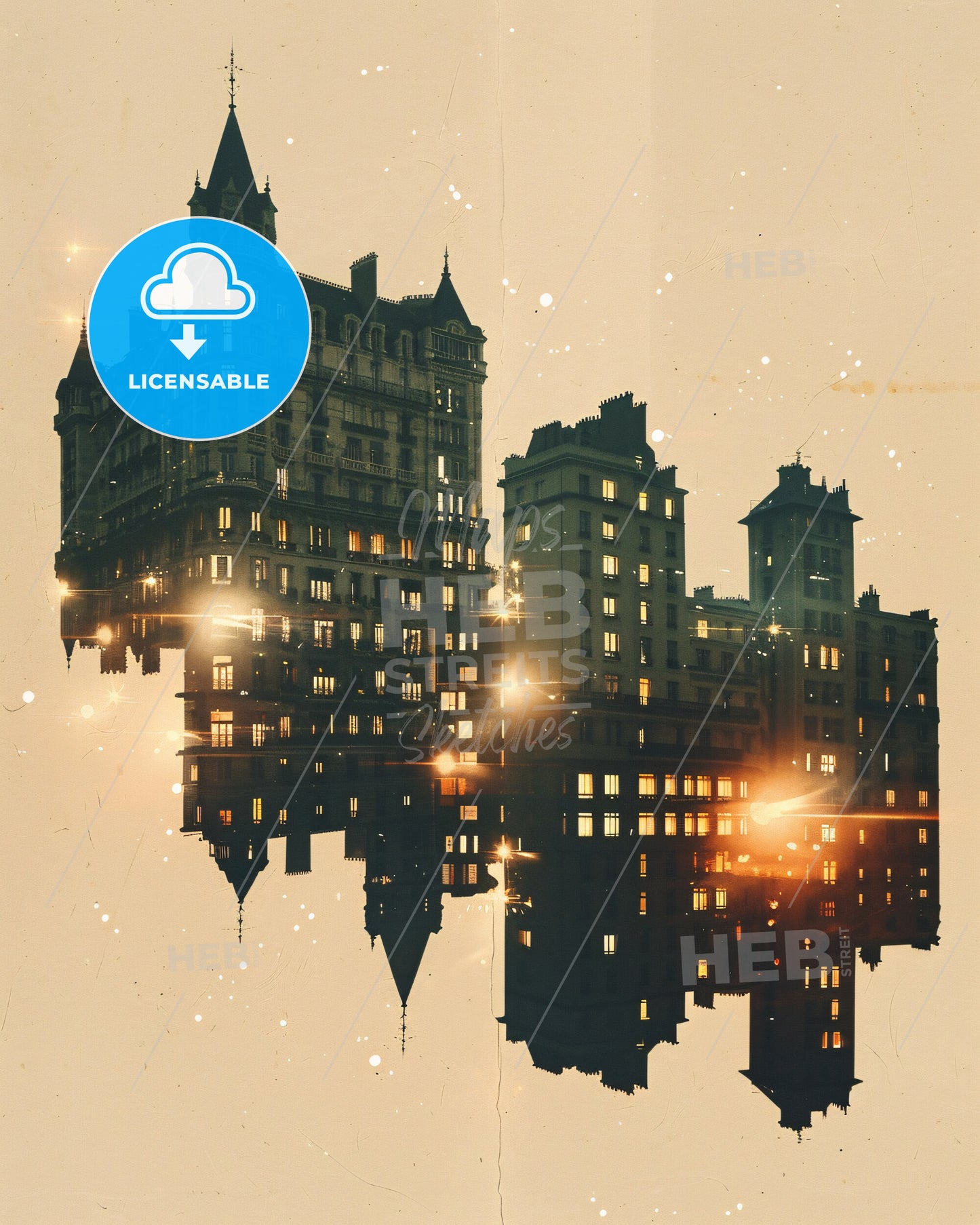 Courbevoie Skyline Composite Art Poster - A reflection of a building in a city