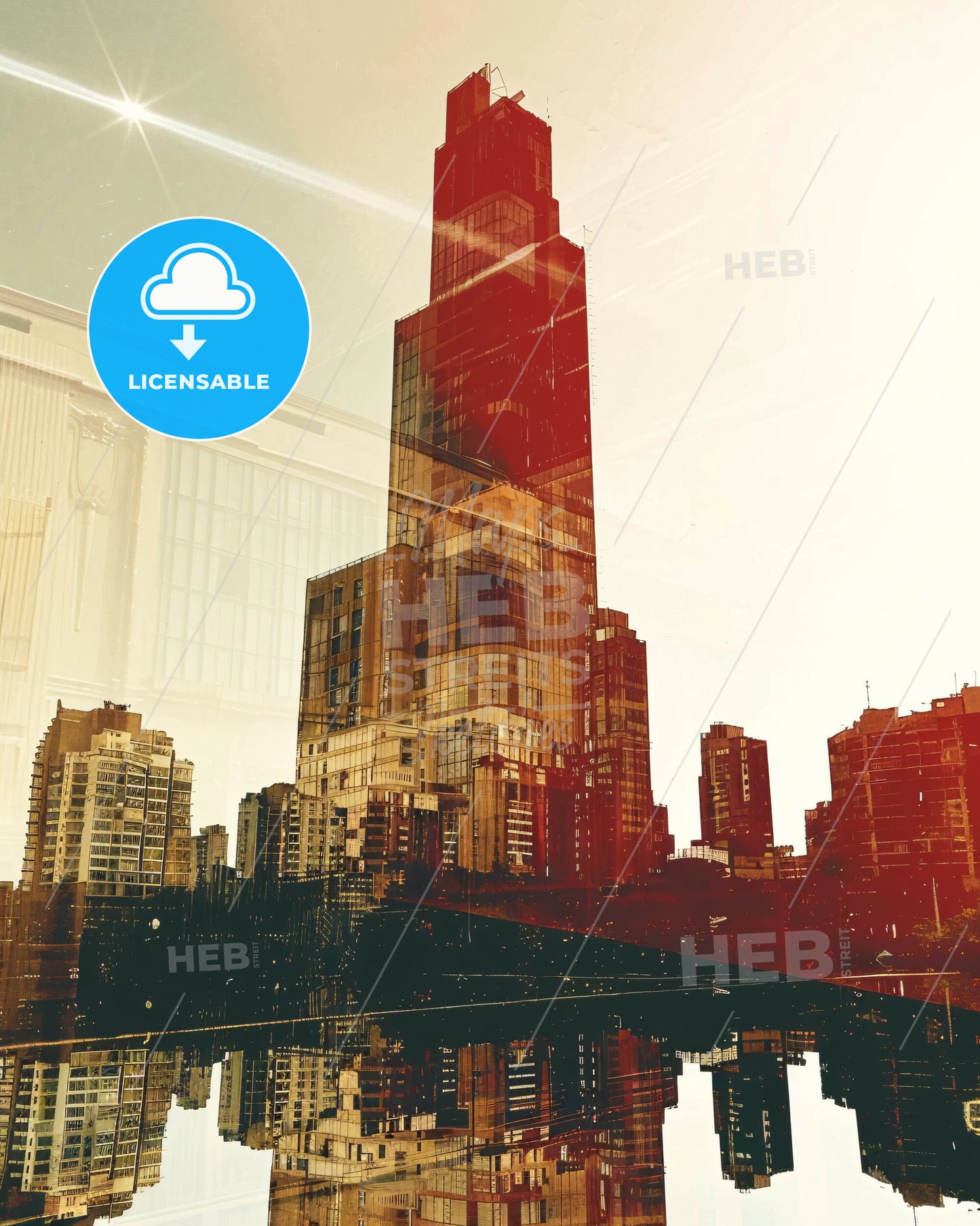 Cuautitlán Izcalli Skyline Composite Art Poster - A city skyline with a tall building