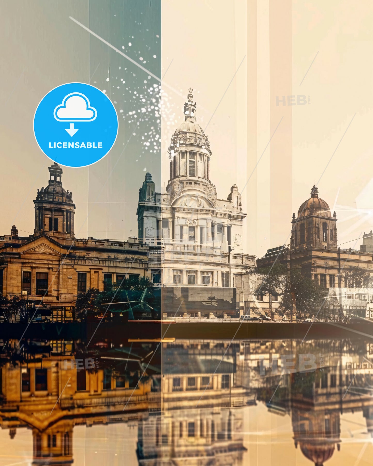 Cuautitlán Izcalli Mexico City Skyline Architecture Vintage Poster - A large building with a large tower