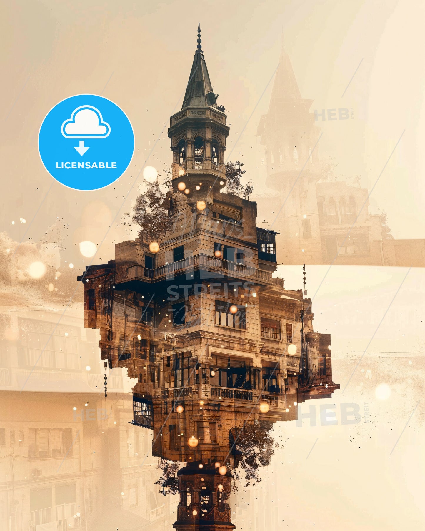 Sparkling Damascus: A City of Light and Symbolism - A building with a tower and a tower