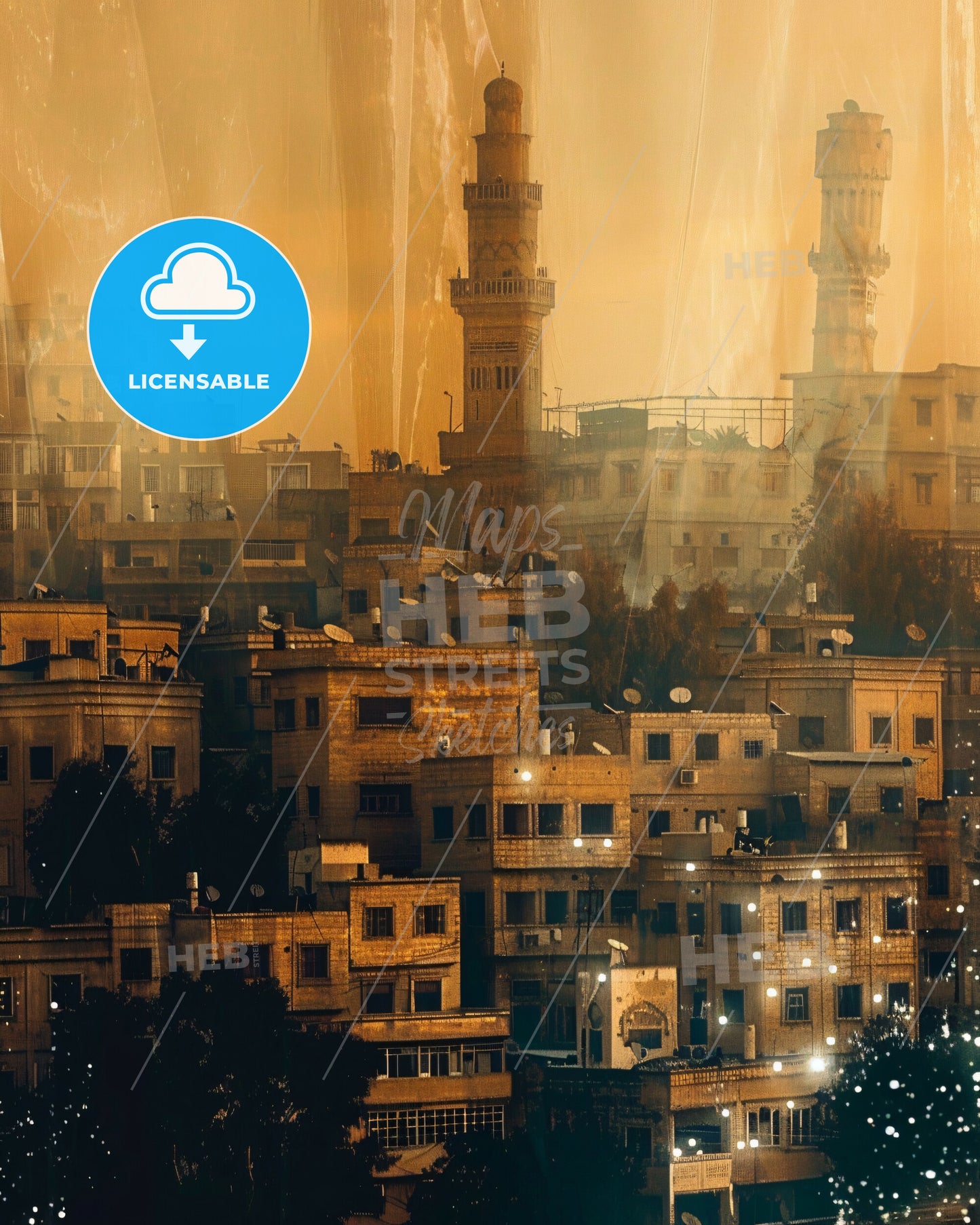 Daraa, Syria: City Skyline Composite Art - A city with many buildings