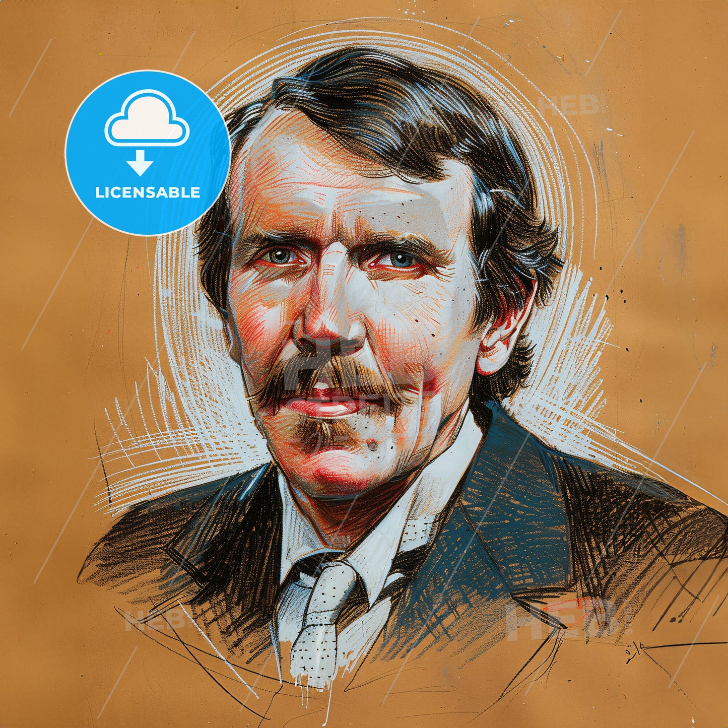 David Livingstone, 1813 - 1873, British missionary and explorer - A Drawing Of A Man With A Mustache