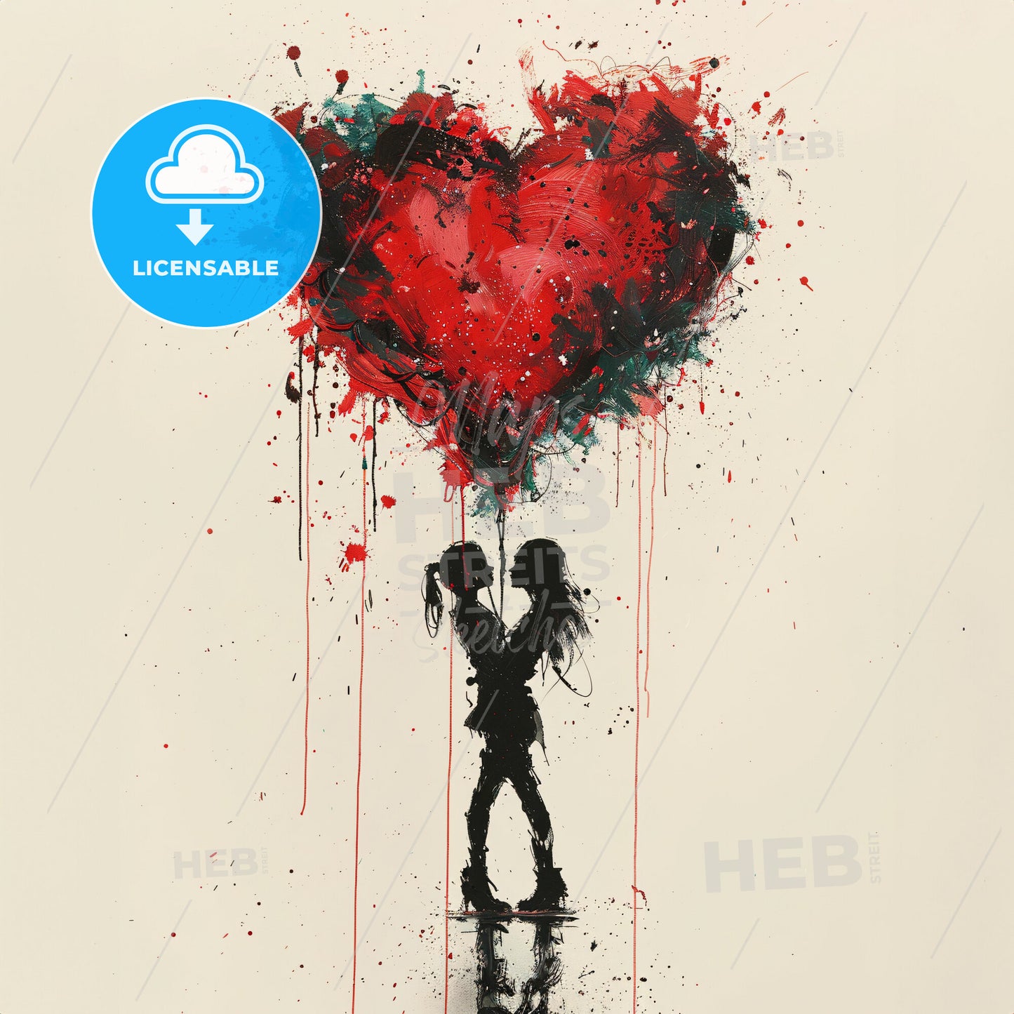 A Painting Of A Girl Holding A Heart Shaped Balloon