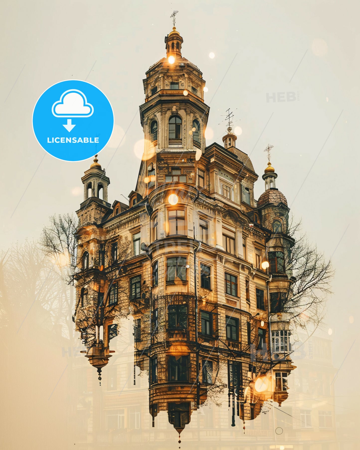 Donetsk Urban Dreamscape: A City in Motion - A building with a tower