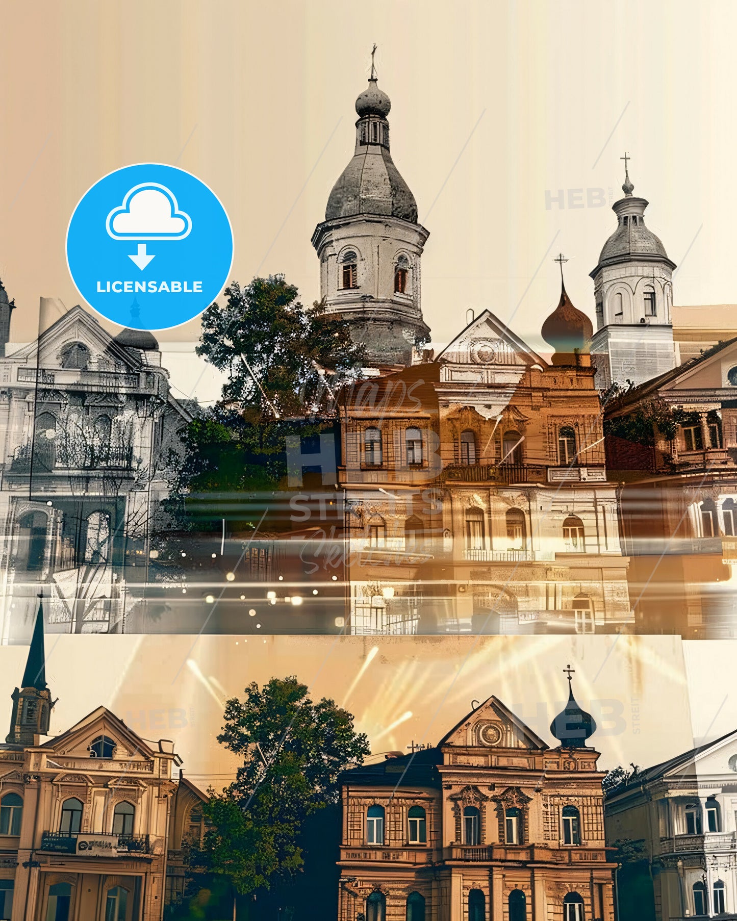 Donetsk City Icons Skyline Poster - A group of buildings with towers