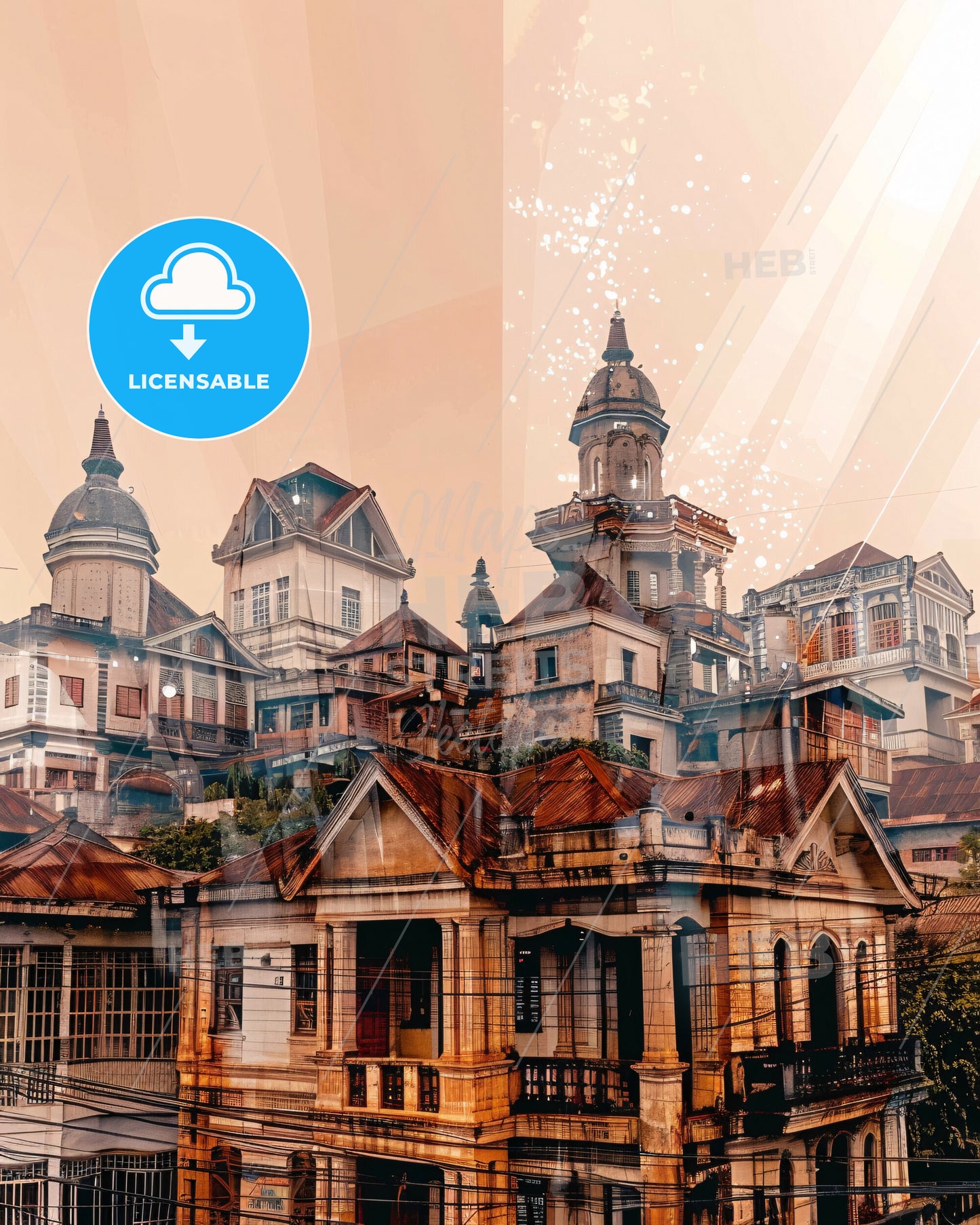 Douala: Vibrant Canvas of Cameroonian Icons - A group of buildings with a large tower