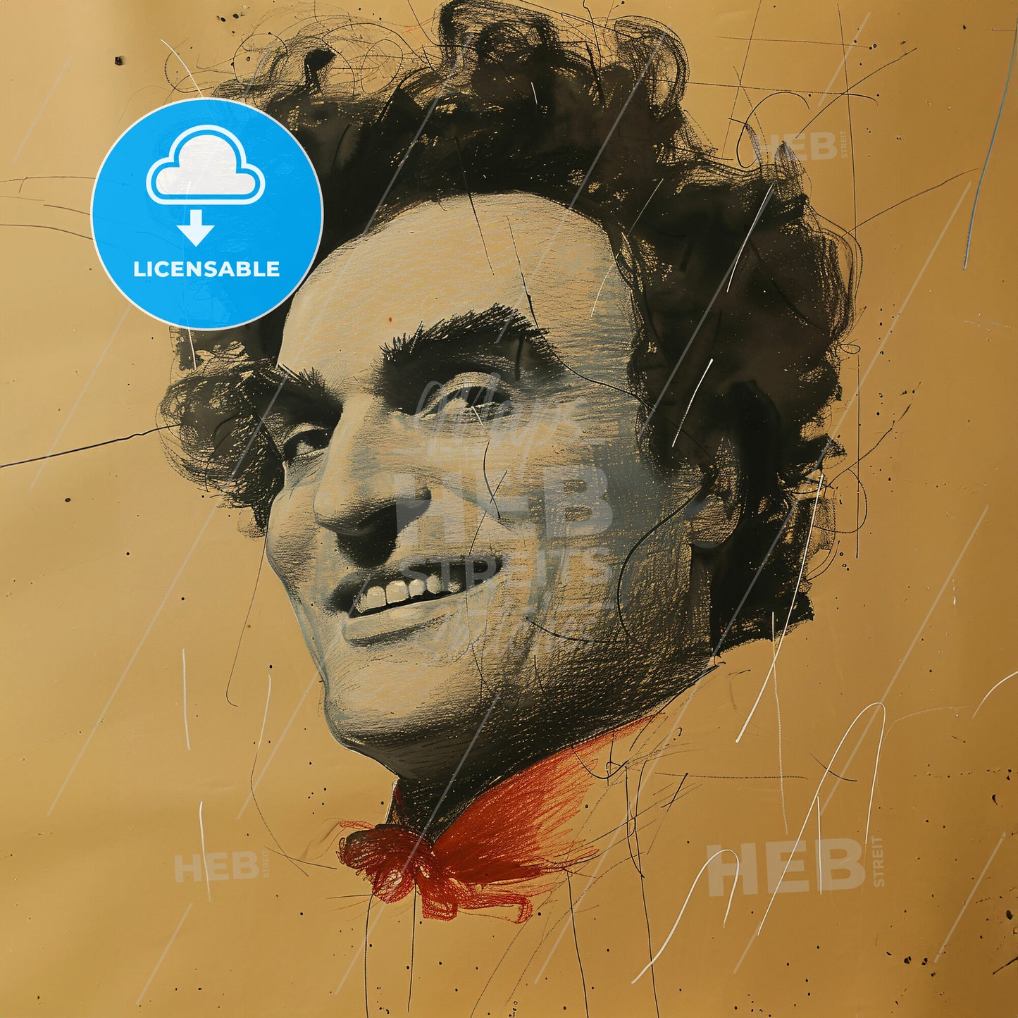 Edgard Varèse, 1883 - 1965, French-American composer - A Man With Curly Hair And A Red Bow Tie