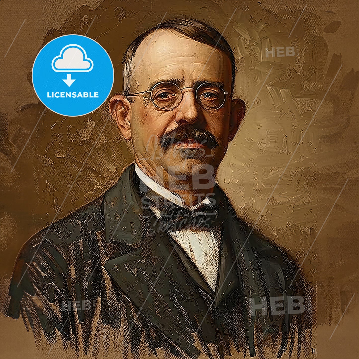 Edward H. Harriman, 1848 - 1909, American railway executive - A Man With A Mustache Wearing A Suit And Glasses