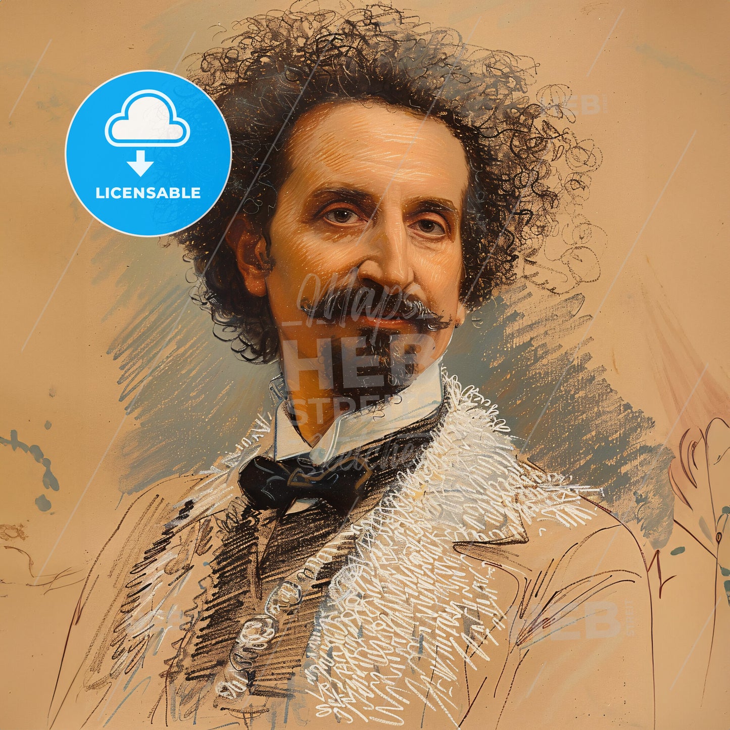 Enrico Ferri, 1856 - 1929, Italian criminologist - A Man With A Mustache And Curly Hair