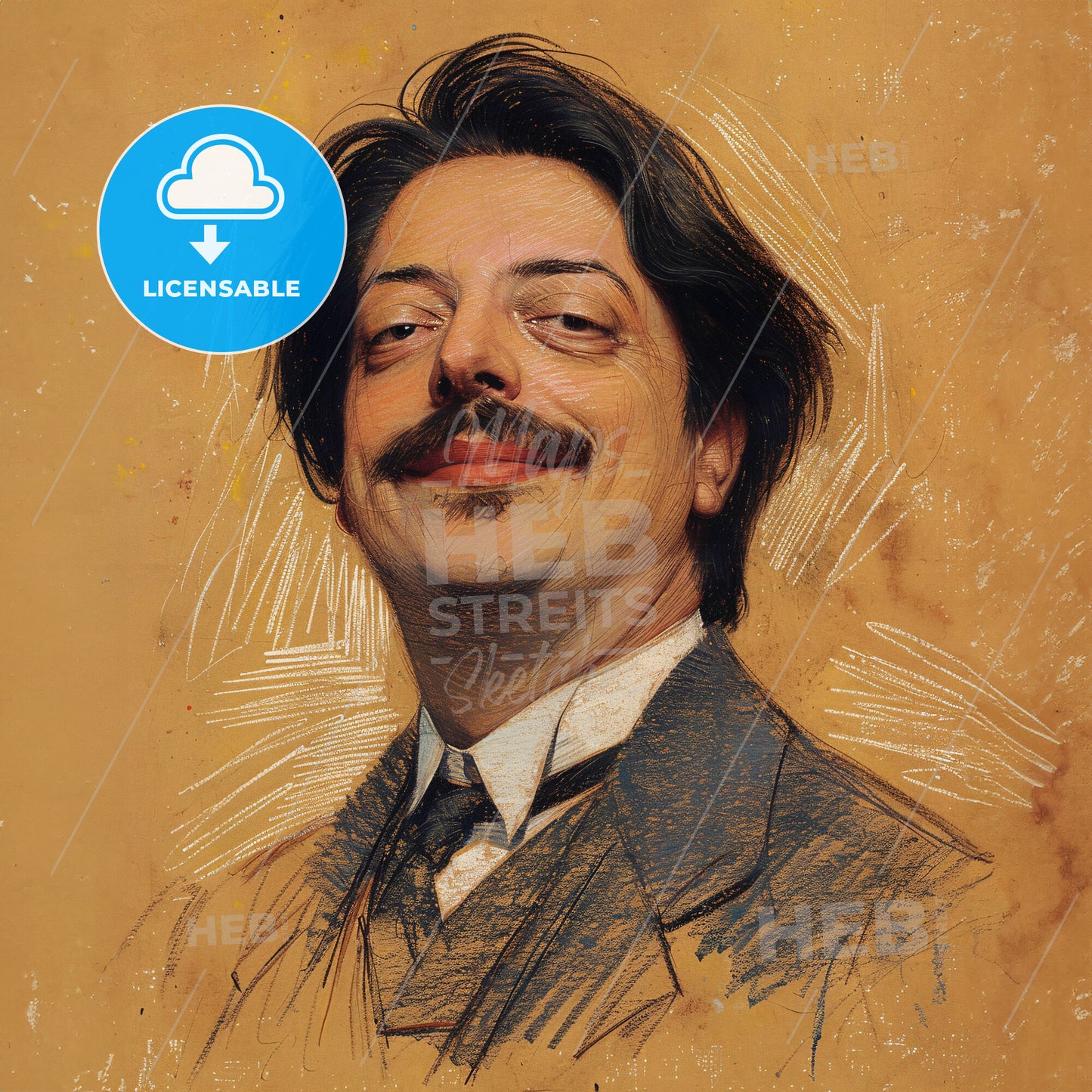 Enrique Granados, 1867 - 1916, Spanish composer - A Man With Mustache And Mustache Wearing A Suit And Tie