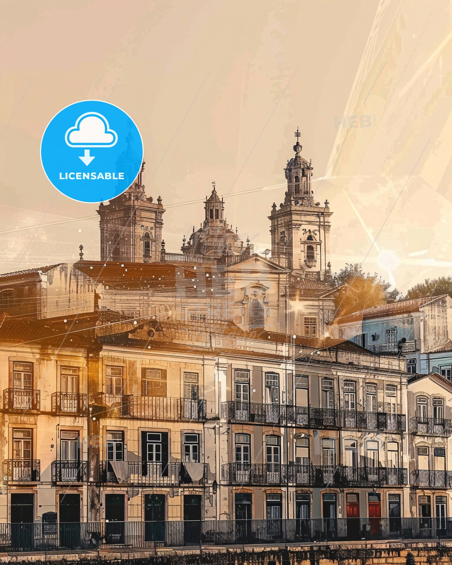 Entroncamento Skyline Composite Art Poster - A building with many windows