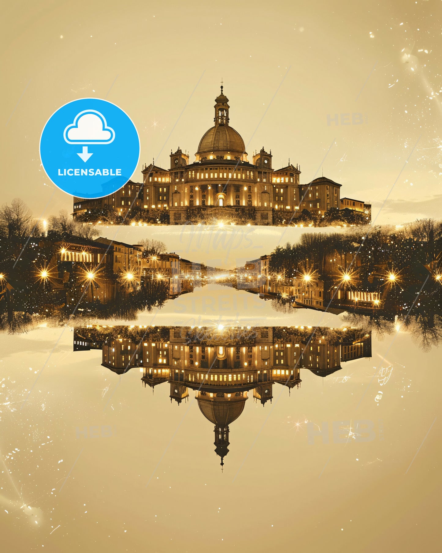 Ferrara City Symphony: Architecture and Light - A building with a dome and a dome on the top