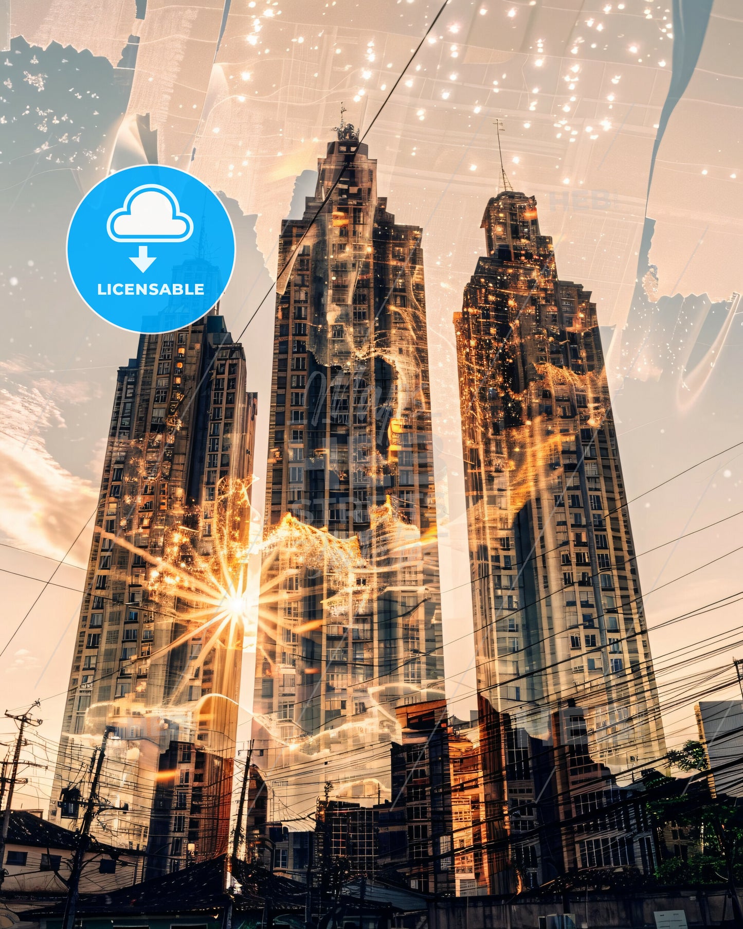 Franca Brazil Skyline Landmarks Poster - A city with tall buildings and a map