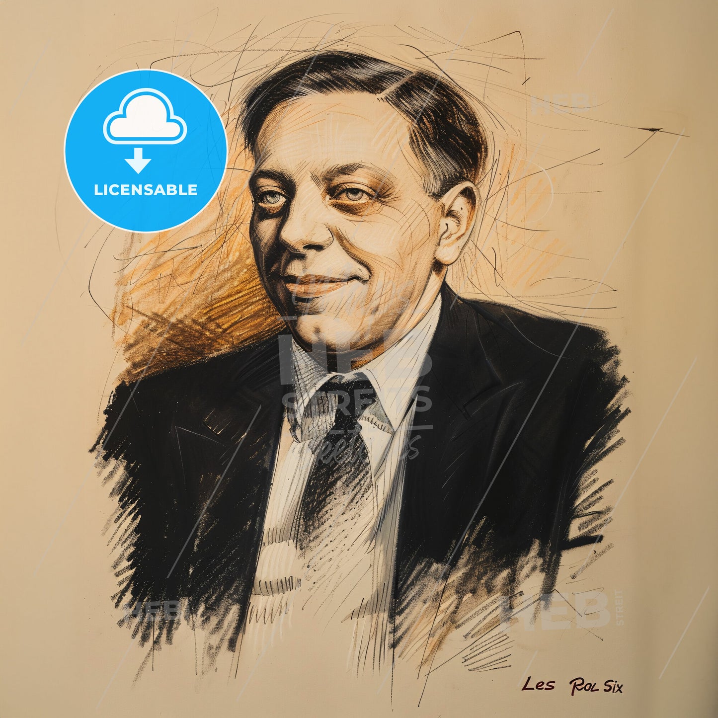 Francis Poulenc, 1899 - 1963, French composer - A Drawing Of A Man