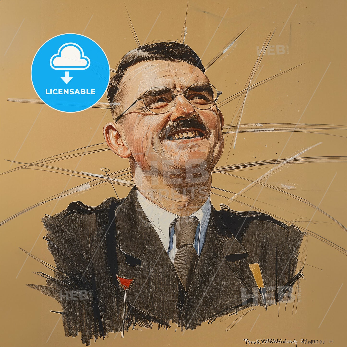 Frank Whittle, 1907 - 1996, British engineer - A Man In A Suit With Sharp Glass