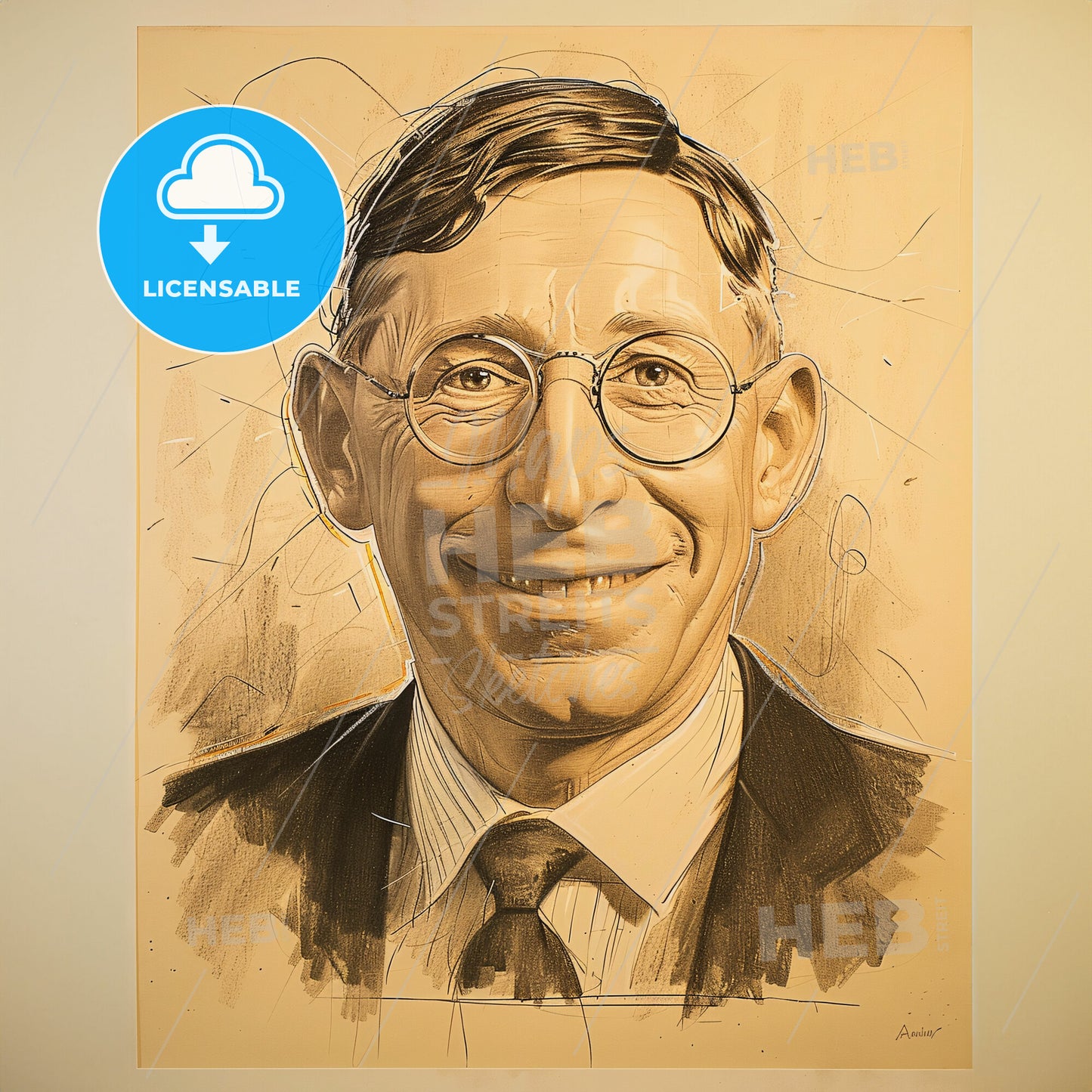 Frederick Banting, 1891 - 1941, Canadian medical scientist - A Drawing Of A Man Wearing Glasses