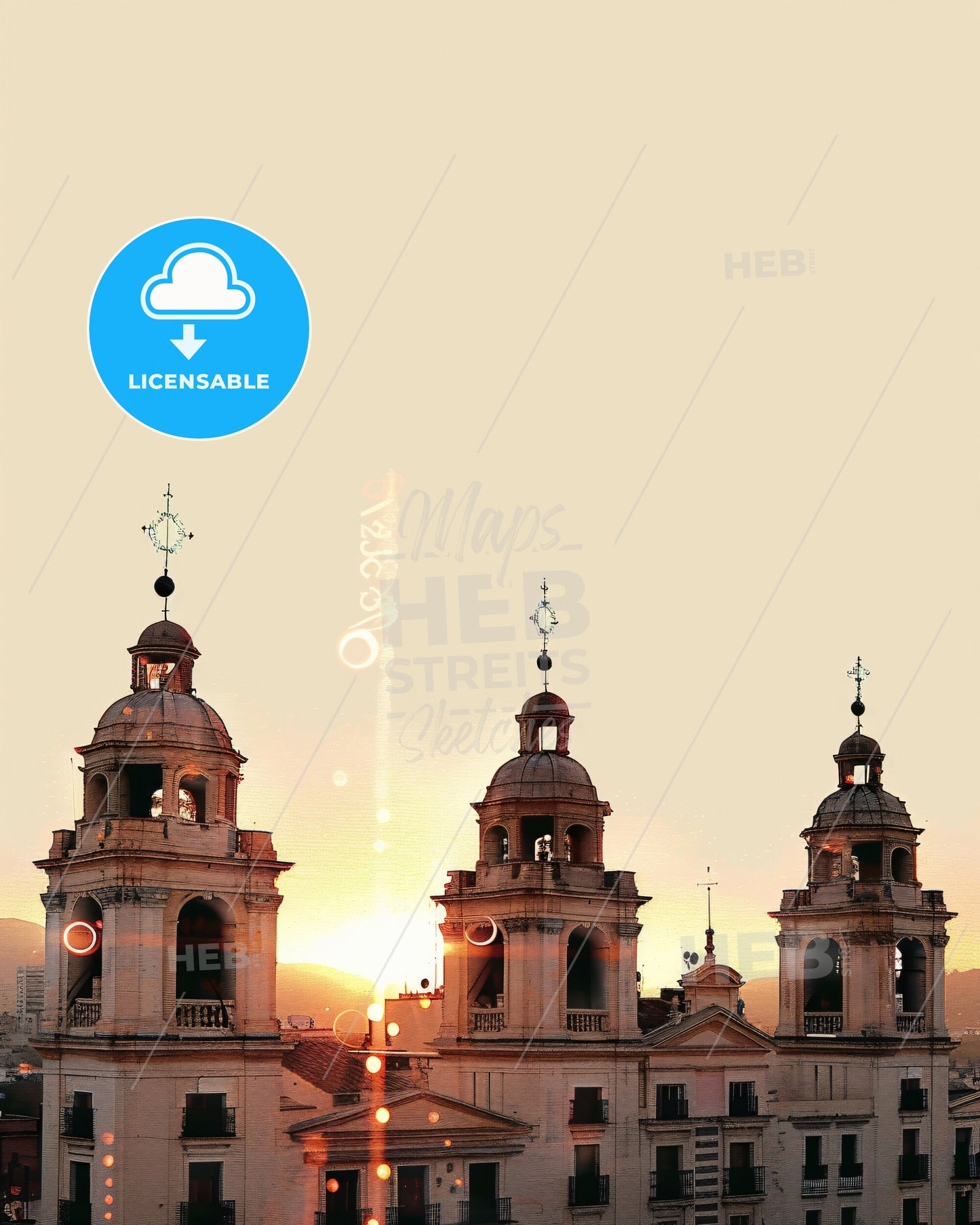 Fuenlabrada Cityscape Art: Skyline and Architecture - A group of towers with a sunset behind them