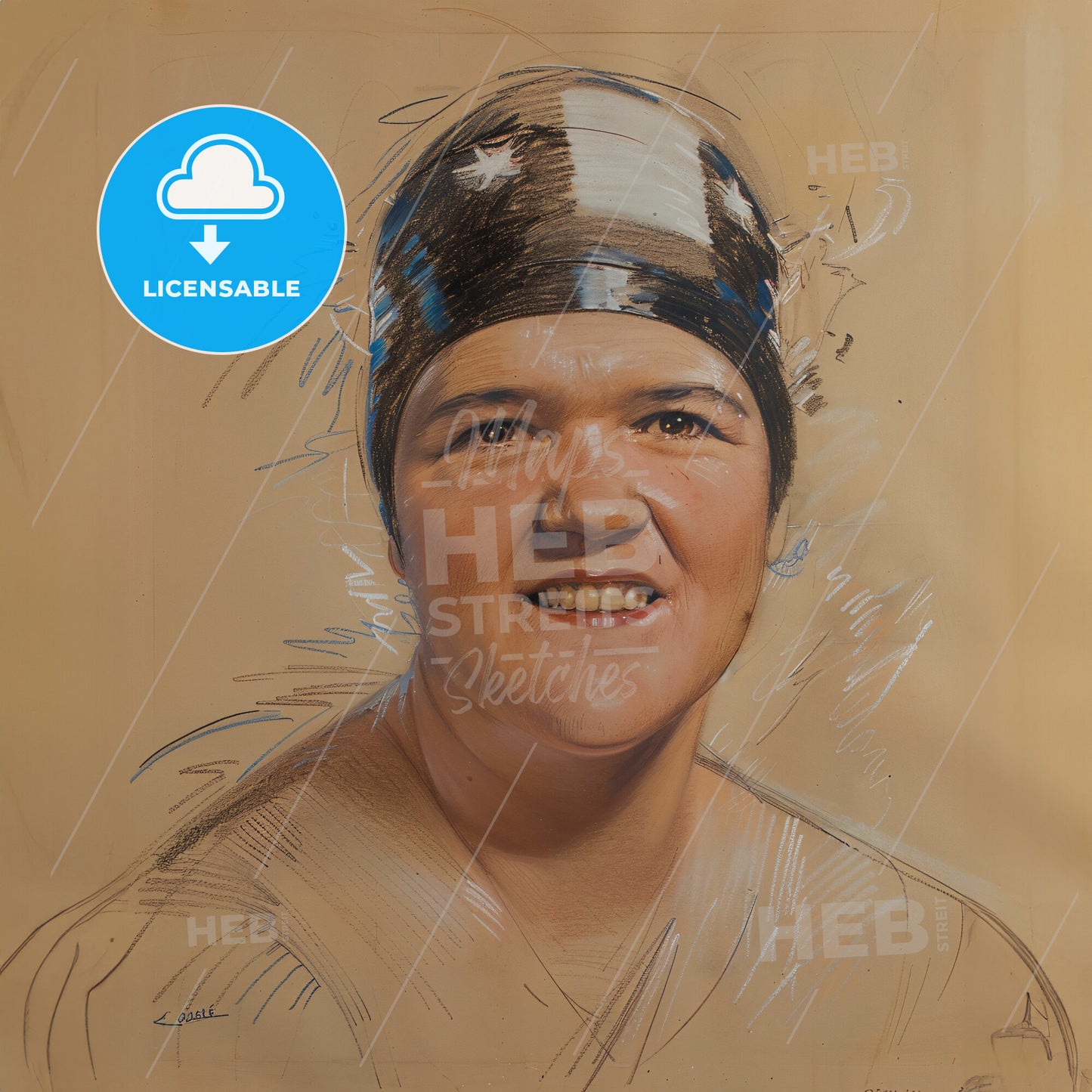 Gertrude Ederle, 1905 - 2003, American swimmer - A Drawing Of A Woman