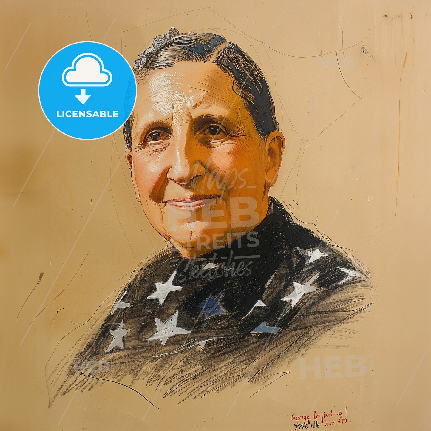 Gertrude Stein, 1874 - 1946, American writer - A Woman With Short Hair Wearing A Black Shirt With White Stars On It