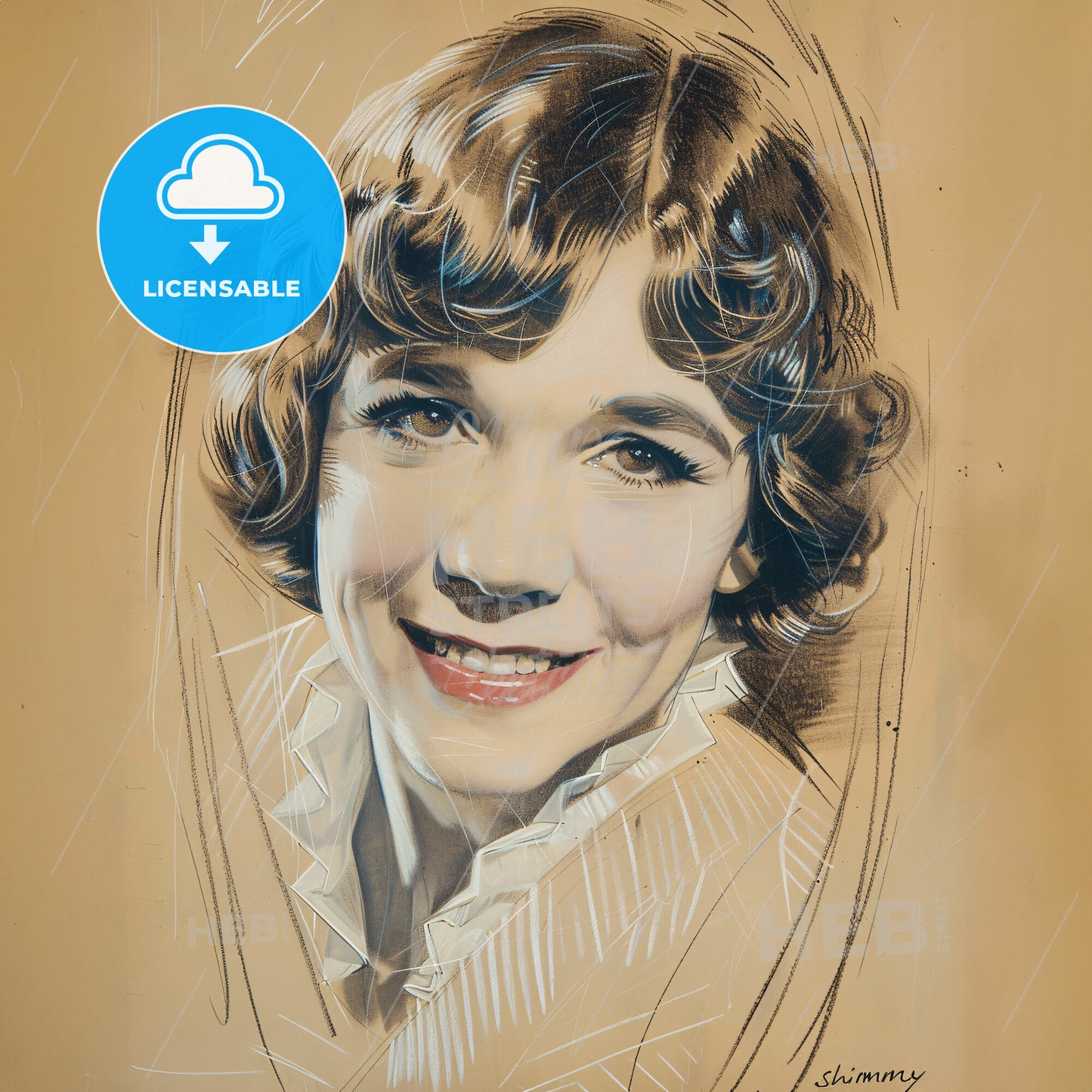 Gilda Gray, 1901 - 1959, Polish-American actress and dancer - A Drawing Of A Woman Smiling