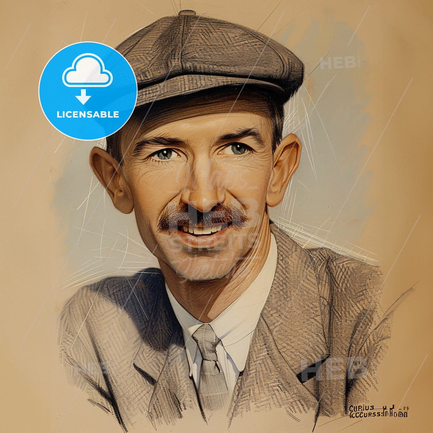 Glenn Curtiss, 1878 - 1930, American aviation pioneer - A Man With A Mustache Wearing A Hat