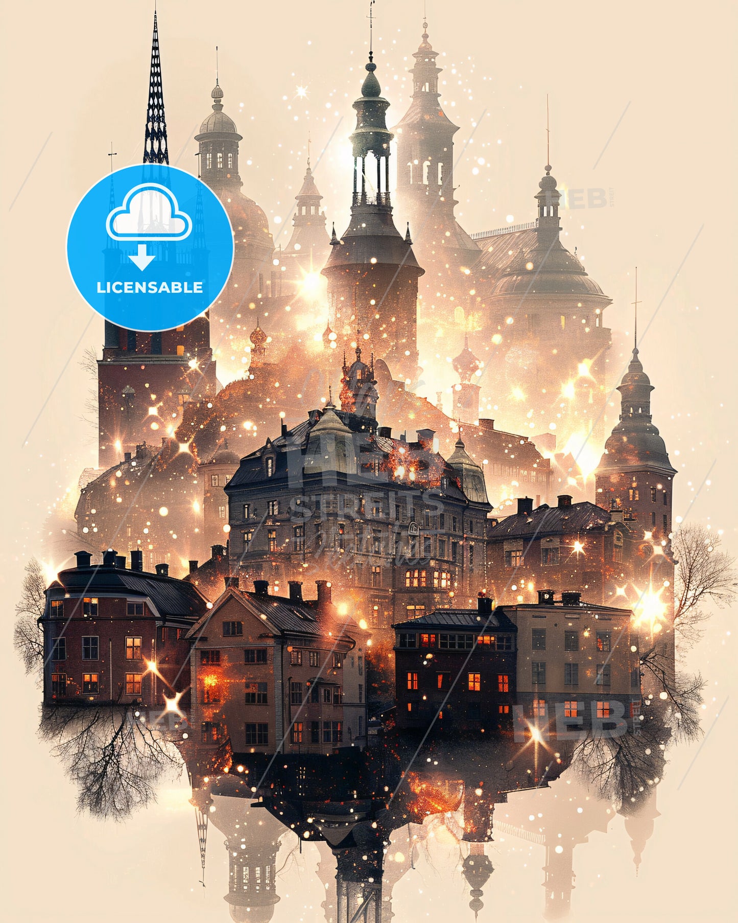 Hammarö Skyline Panorama Poster: Local Landmark Art - A city with many buildings and lights