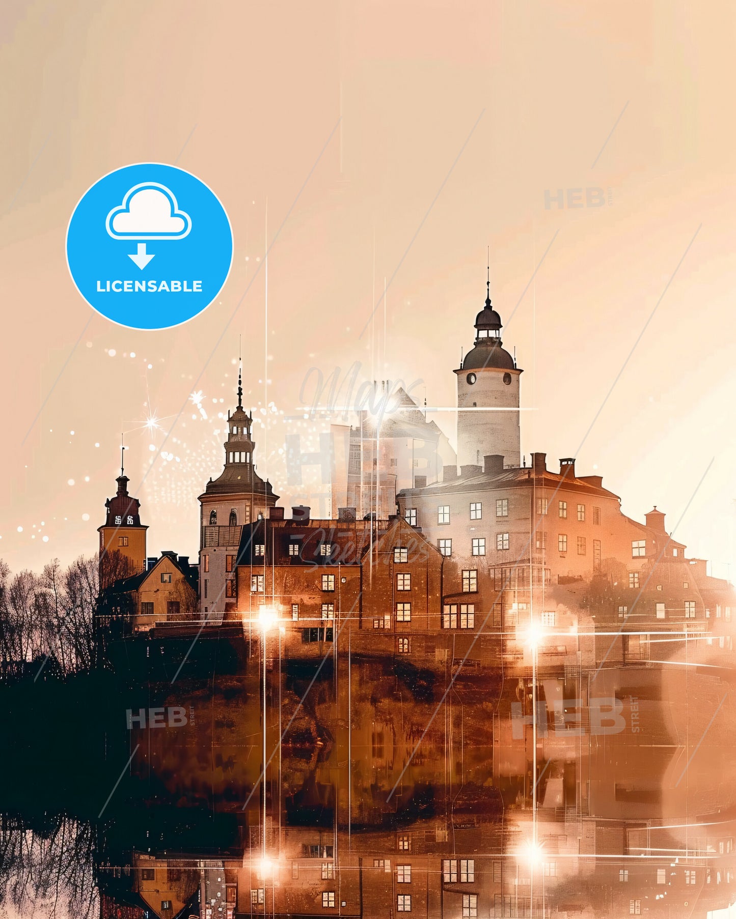 Hammarö, Sweden: Double Exposure Skyline Radiance - A city with buildings and lights