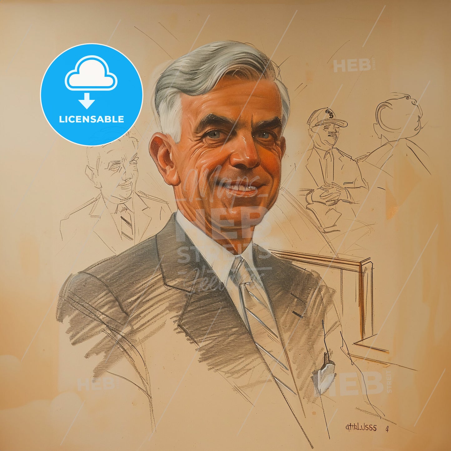 Harold Stanley, 1885 - 1963, American investment banker - A Drawing Of A Man
