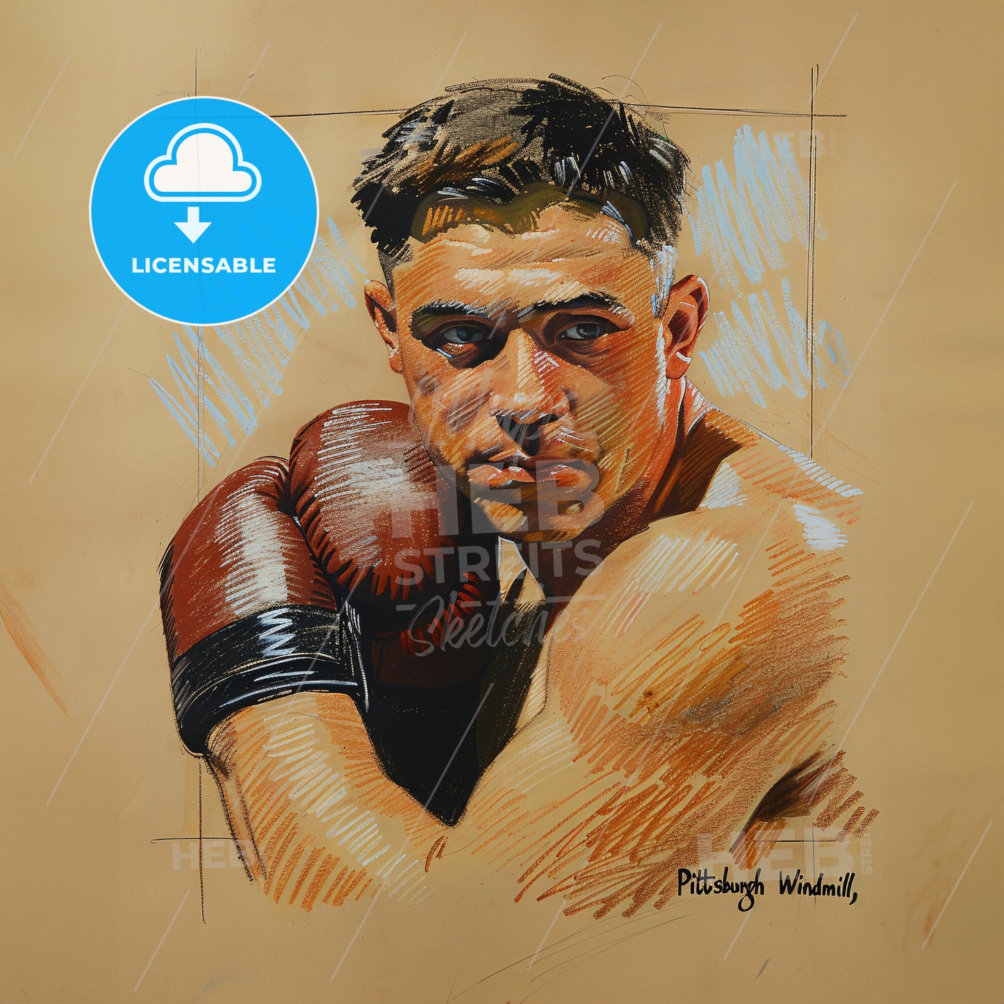 Harry Greb, 1894 - 1926, American middleweight boxer - A Drawing Of A Man With Boxing Gloves