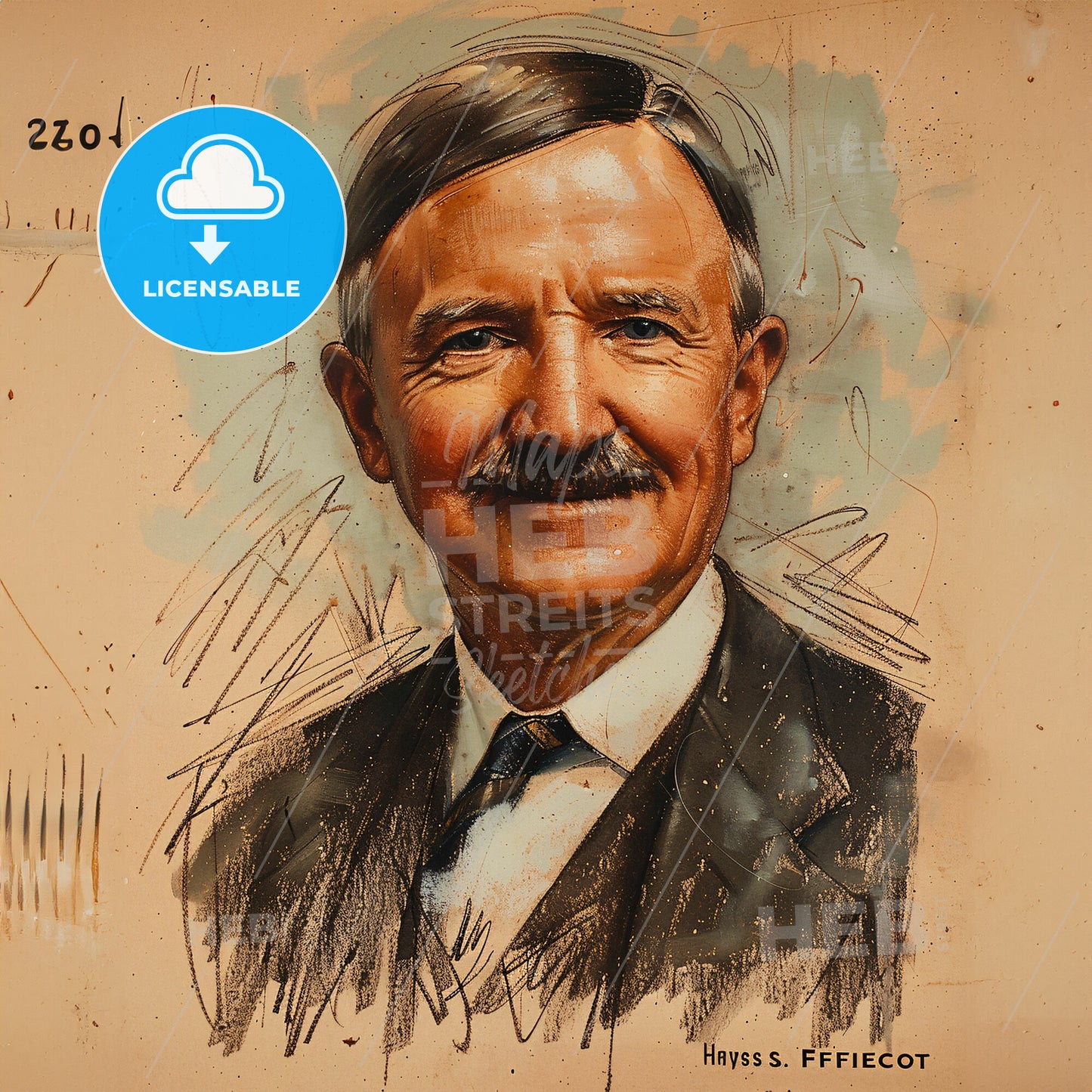 Harvey S. Firestone, 1868 - 1938, American industrialist - A Drawing Of A Man