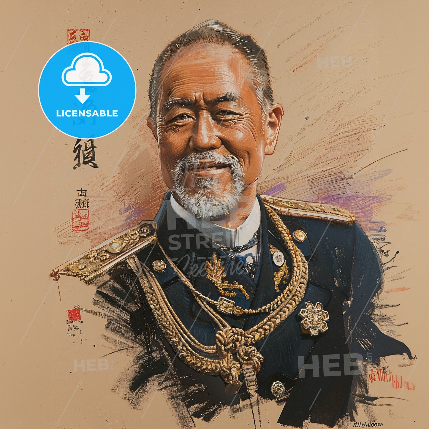 Heihachiro Togo, 1848 - 1934, Japanese Marshal Admiral - A Portrait Of A Man In A Military Uniform