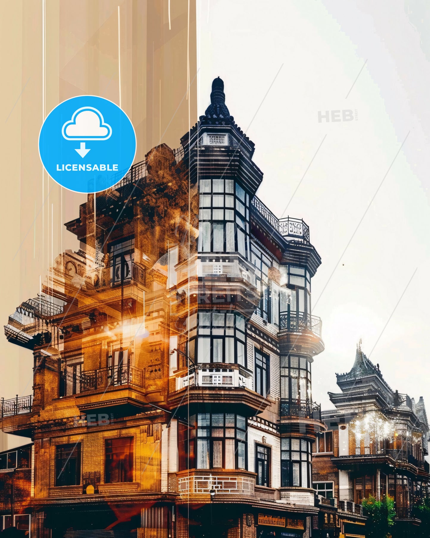 Hohhot Skyline Double Exposure Art Poster - A building with many windows