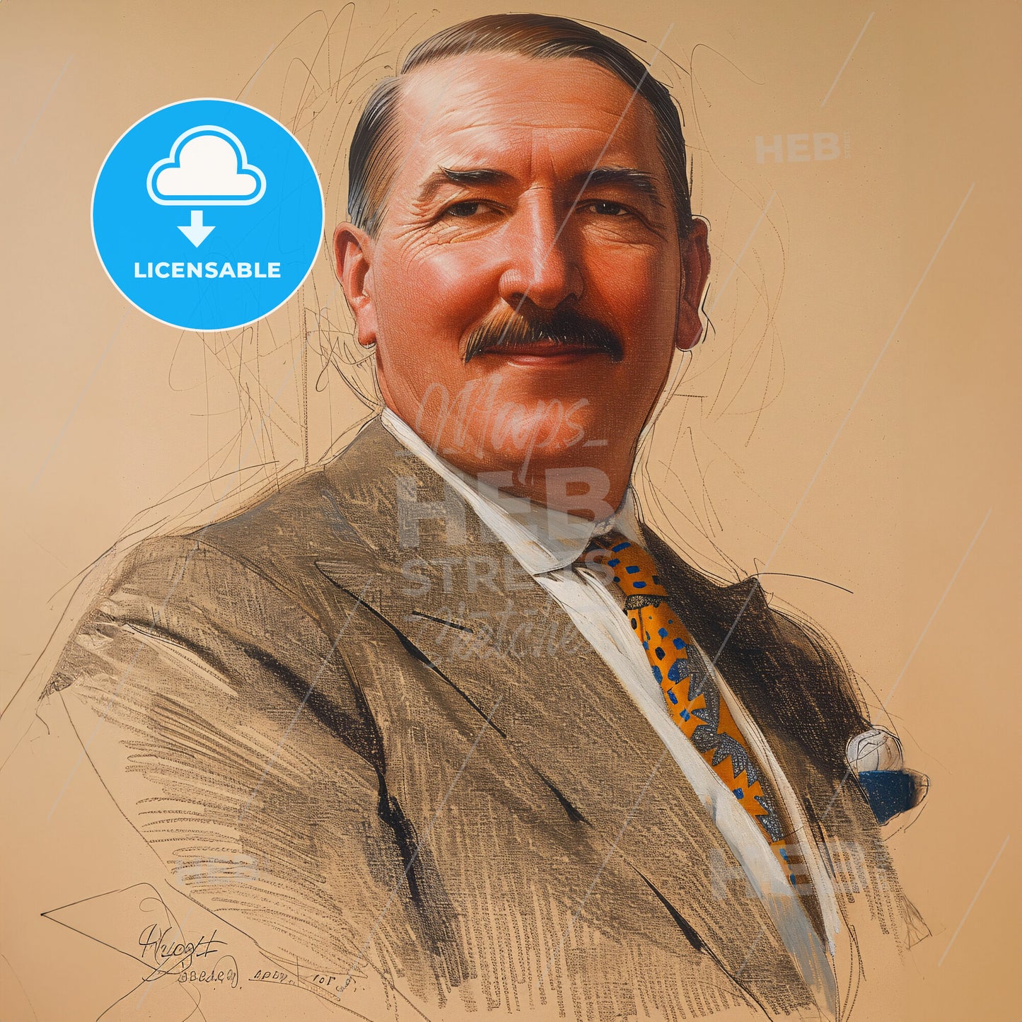 Howard Carter, 1874 - 1939, British archaeologist - A Man With A Mustache Wearing A Suit And Tie