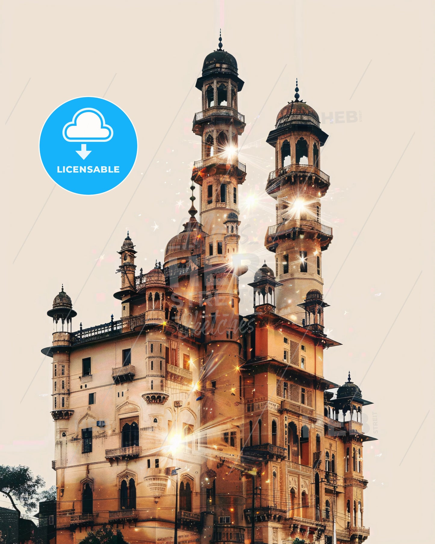 Hyderabad, Pakistan: Skyline Composite Poster - A building with many towers